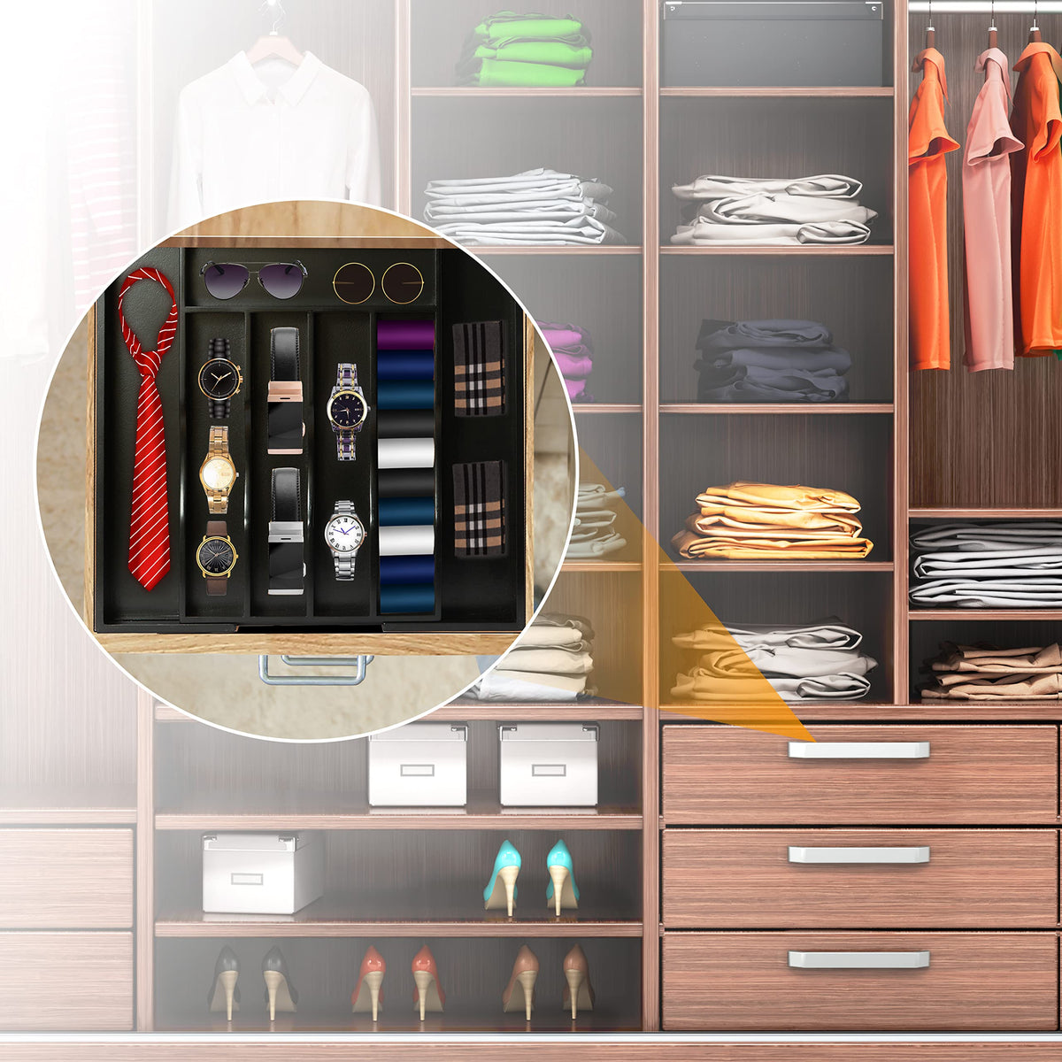 Black Silverware Organizer Kitchen Drawer Organizer Expandable Bamboo Utensil Holder Cutlery Tray for Kitchen Utensil and Flatware Bedroom Office