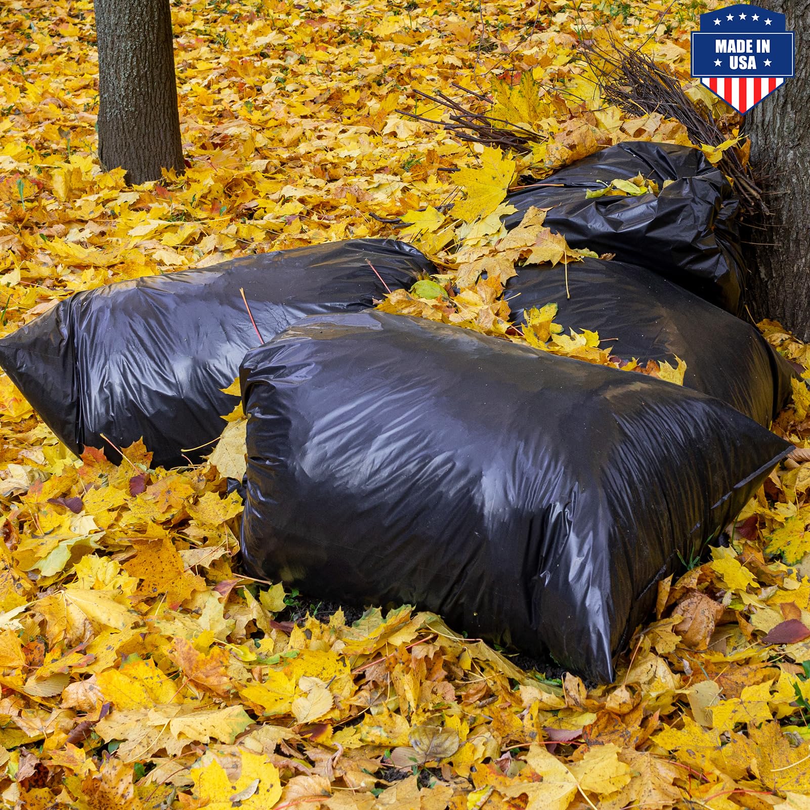 55 60 Gallon Trash Bags 150 Count Black Garbage Bags Made in USA
