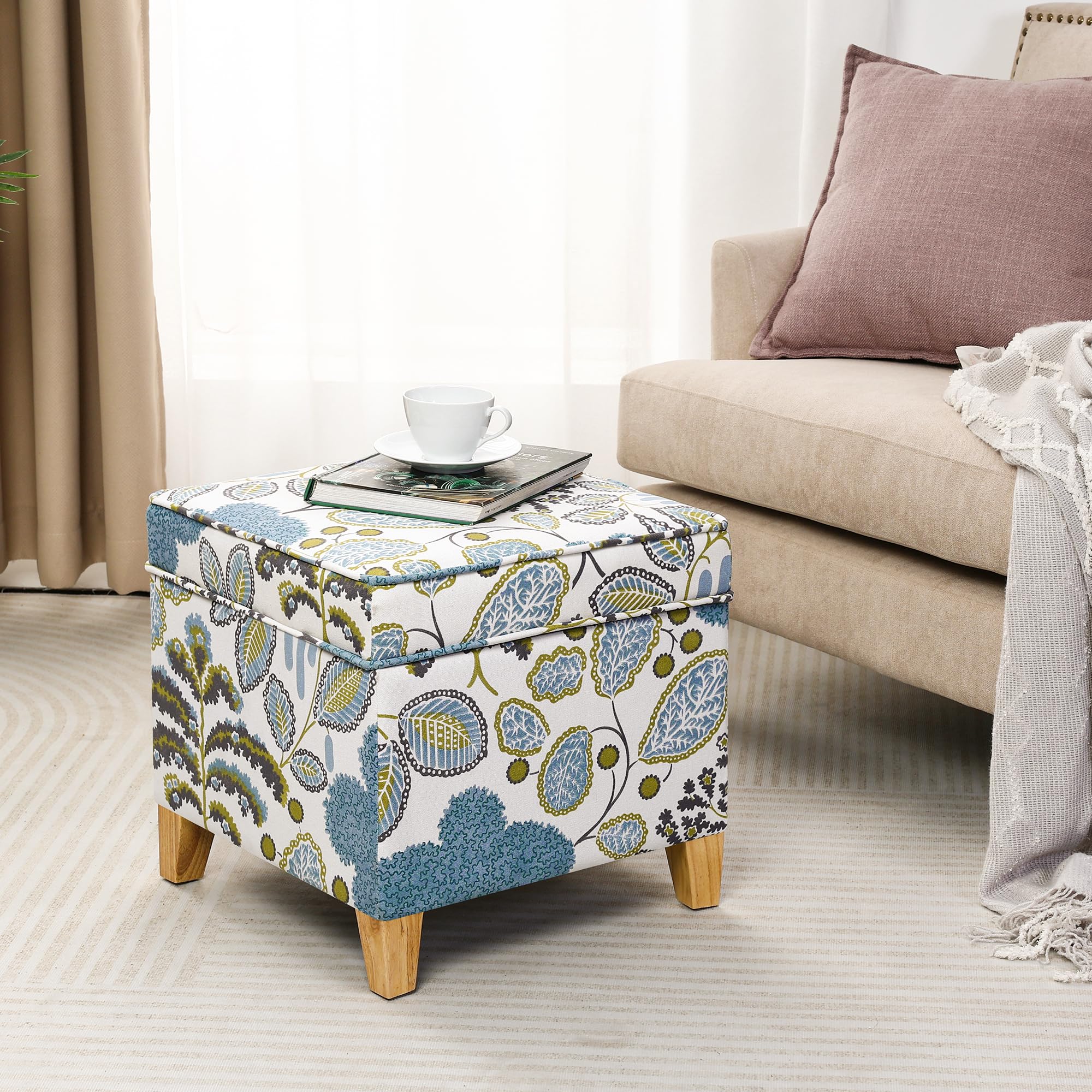 18 Inch Linen Storage Ottoman Cube