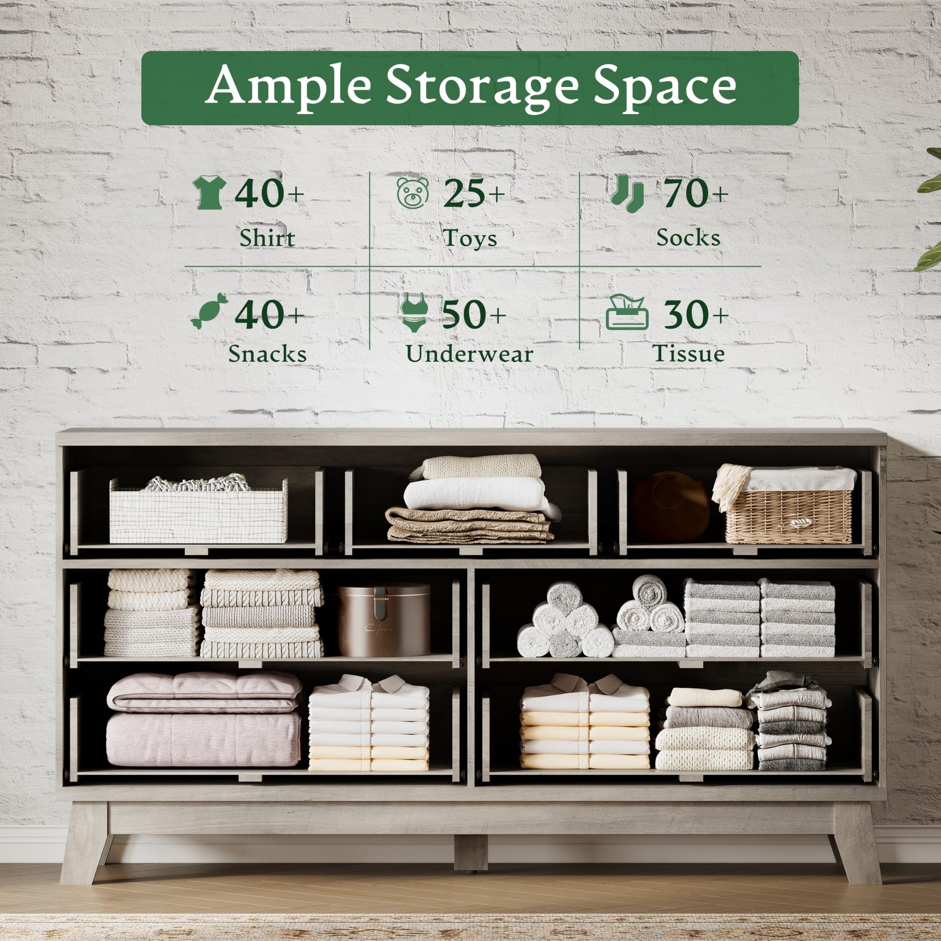 Fluted Dresser with 7 Drawers