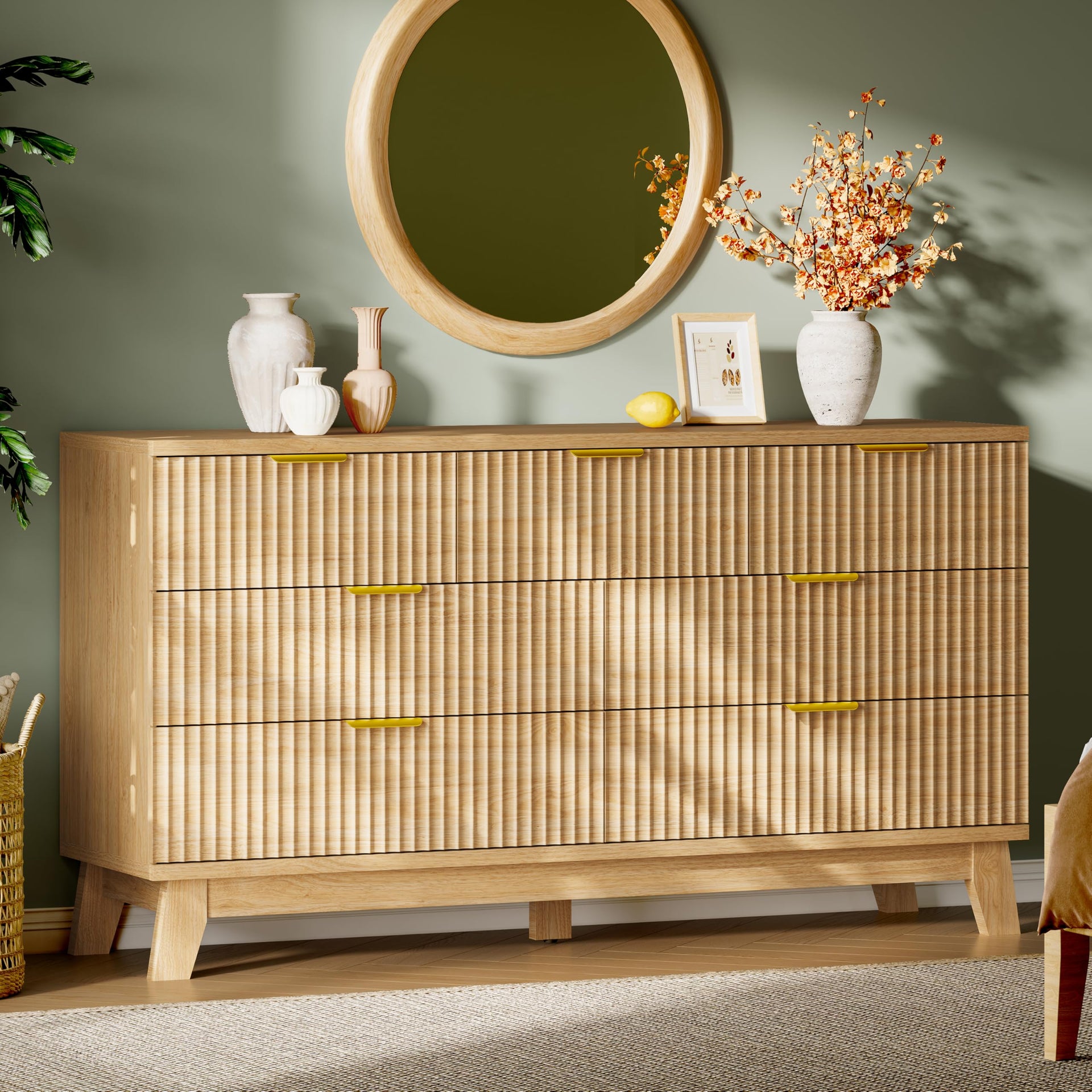 Fluted Dresser with 7 Drawers