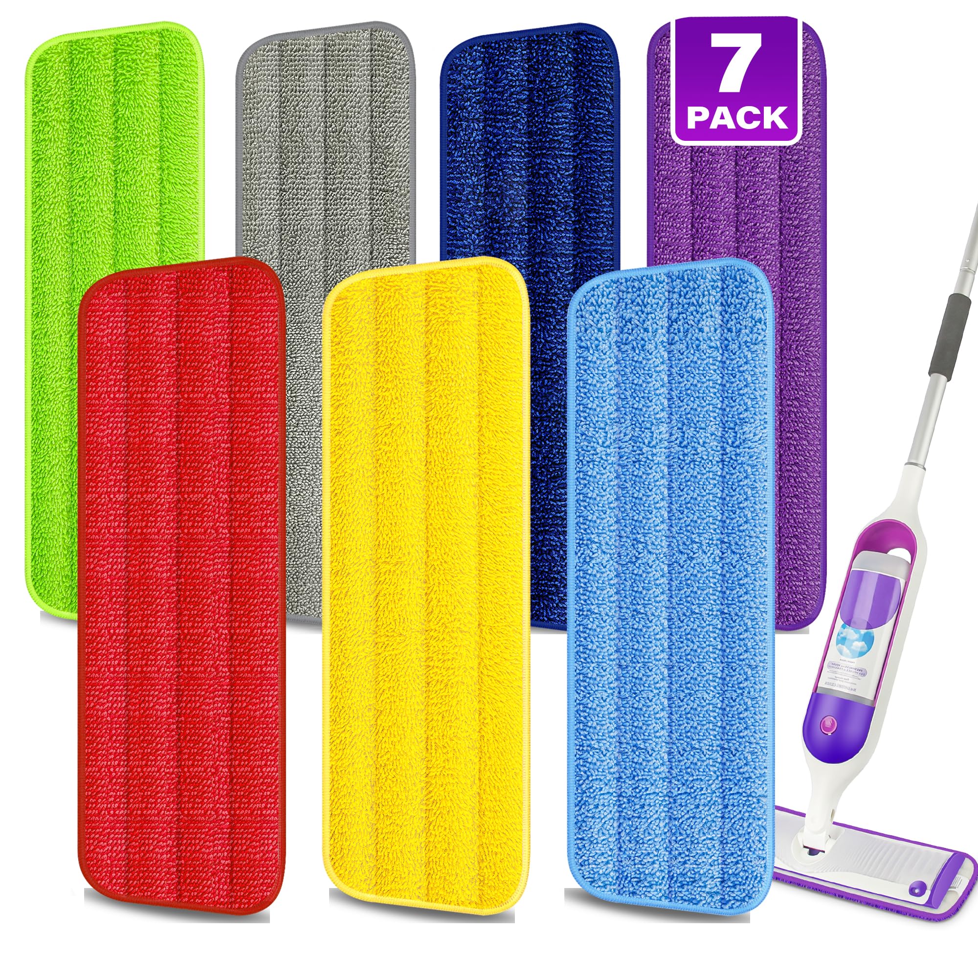 7 Pack Washable Microfiber Mop Pads for Swiffer PowerMop (7 Count)