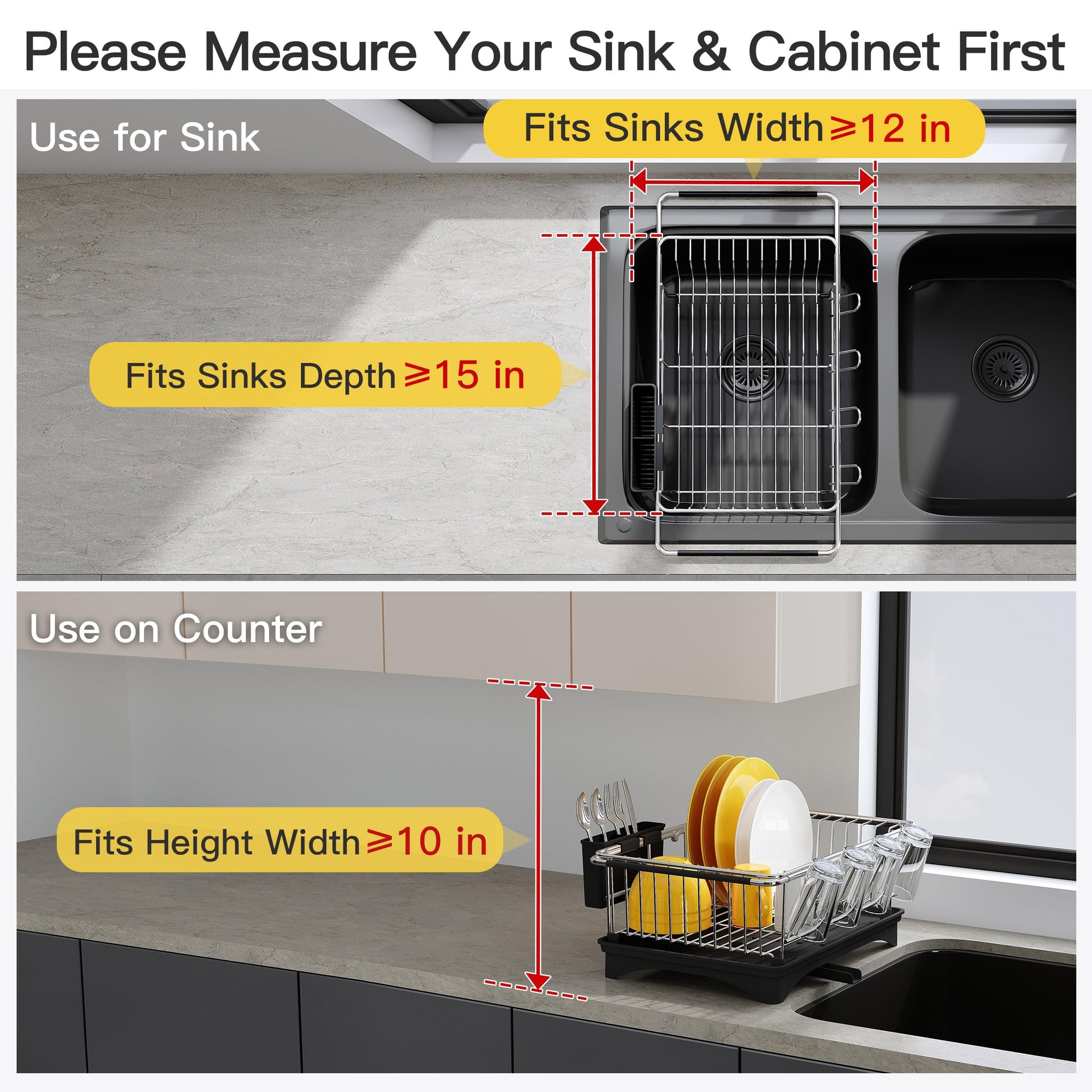 in Sink Dish Drying Rack with Drainboard and Utensil Holder