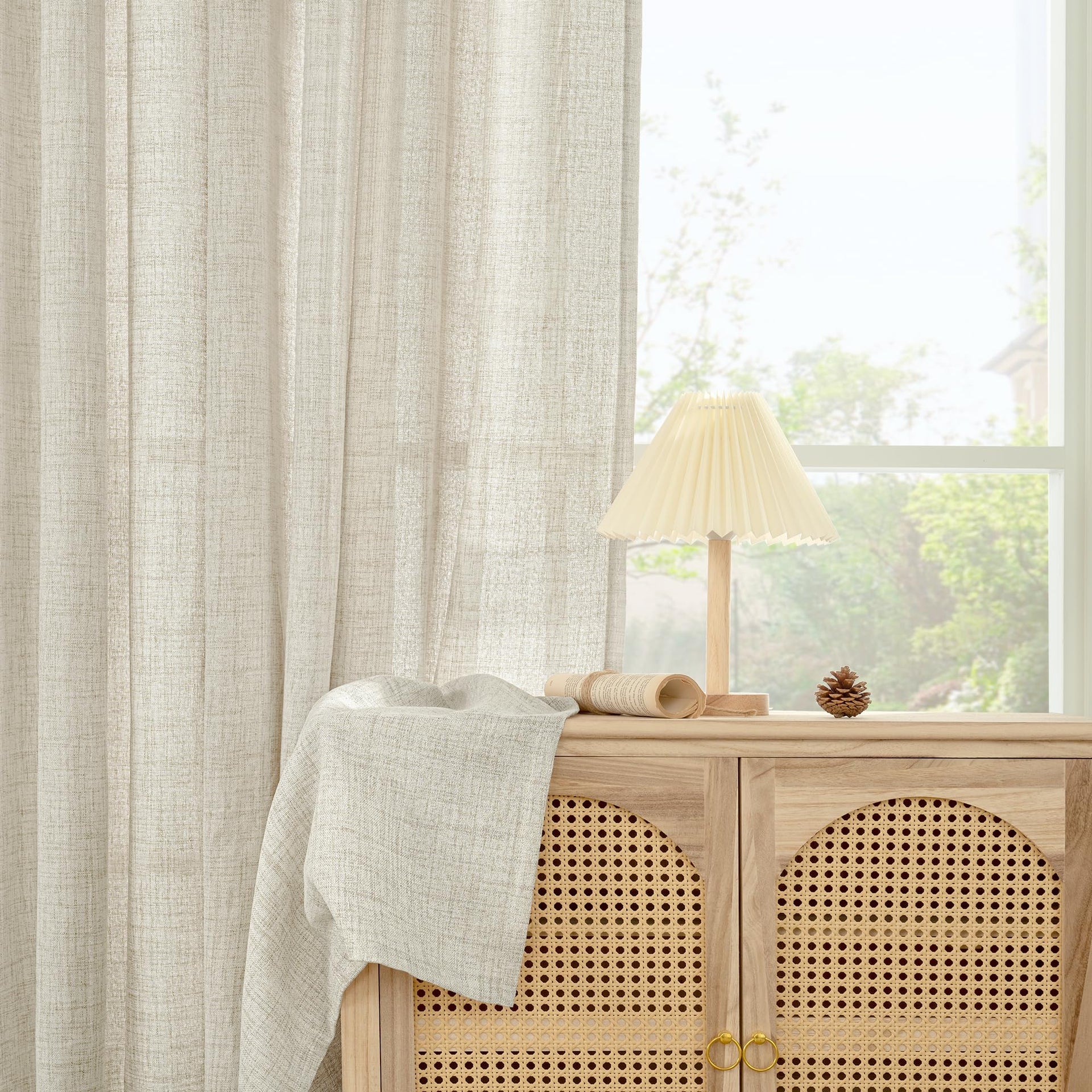 Linen Curtains 42X84 Inch Length for Living Room 2 Panels (2 Count)