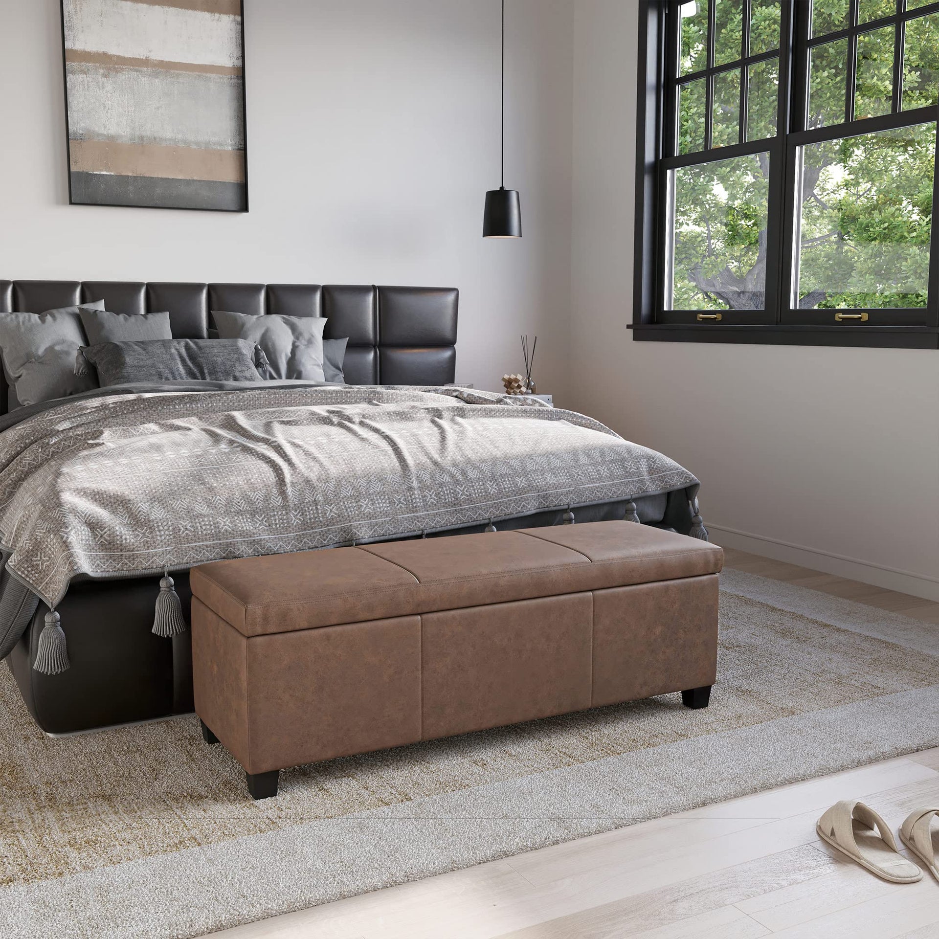 Storage Faux Leather Ottoman