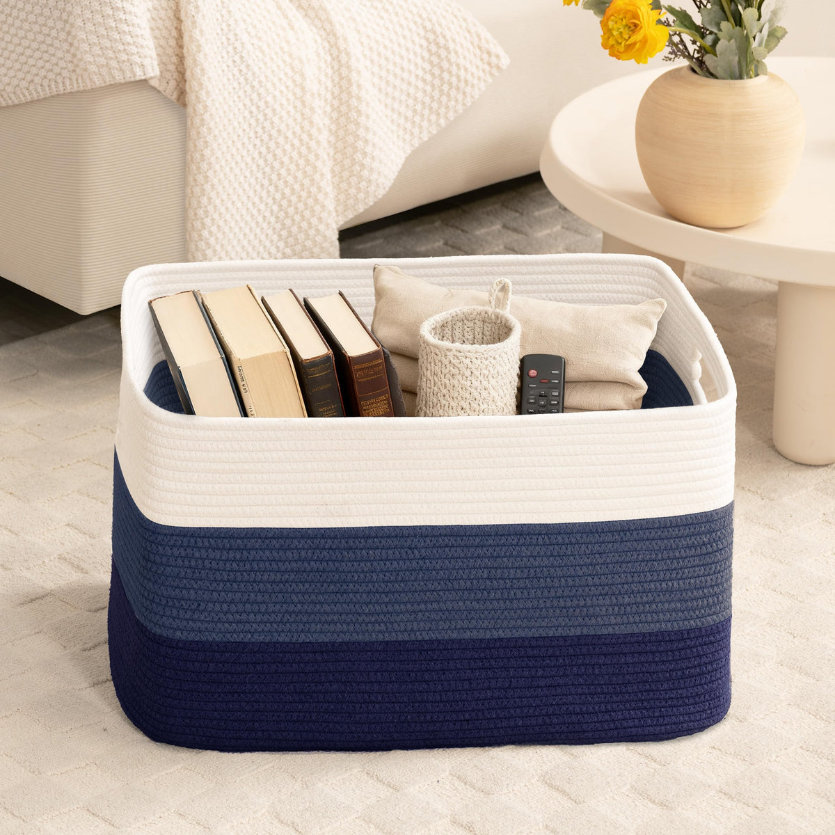 86L Large Woven Laundry Basket Hamper with Handles