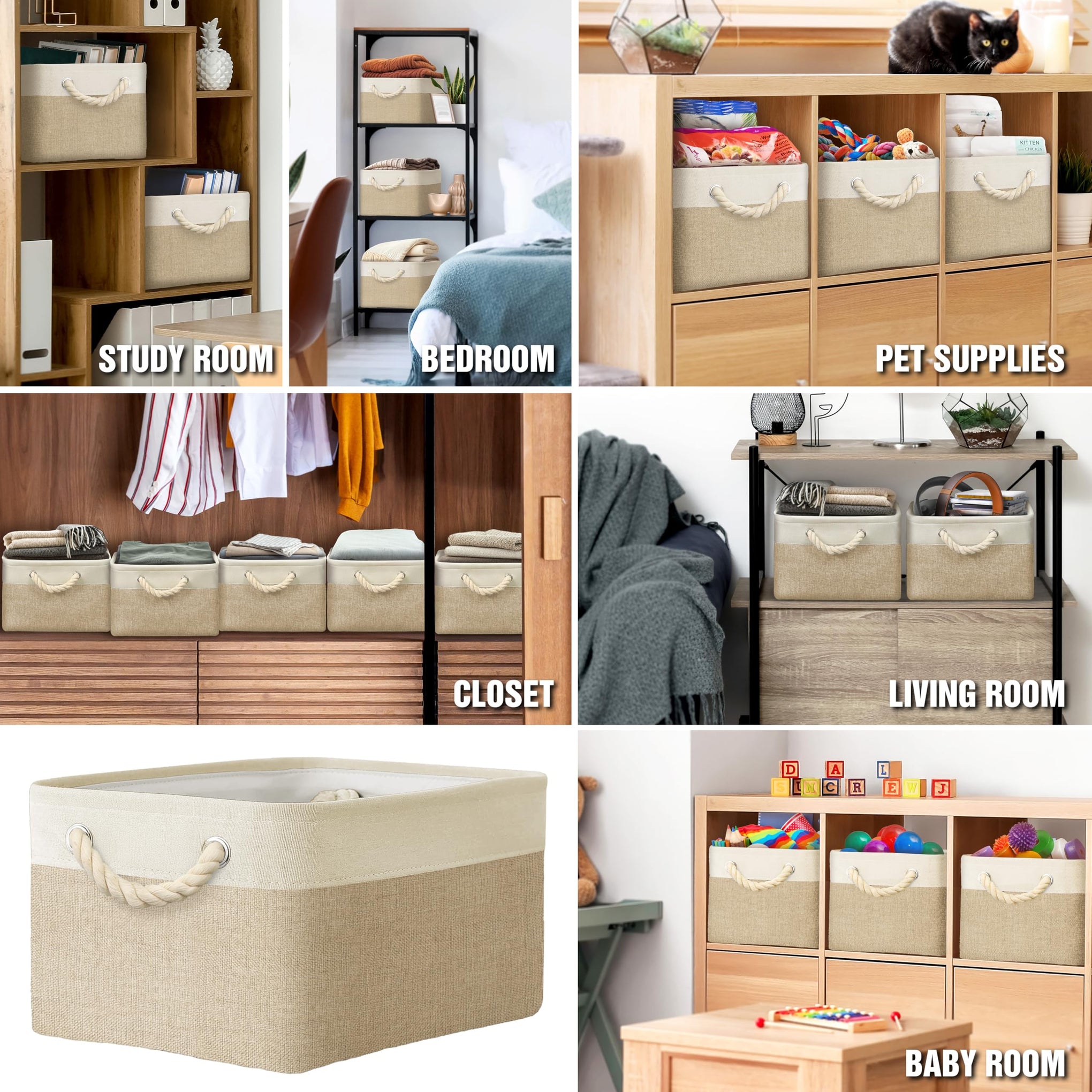 15.7" x 12" Wide & Low Fabric Storage Bin (3 Count)