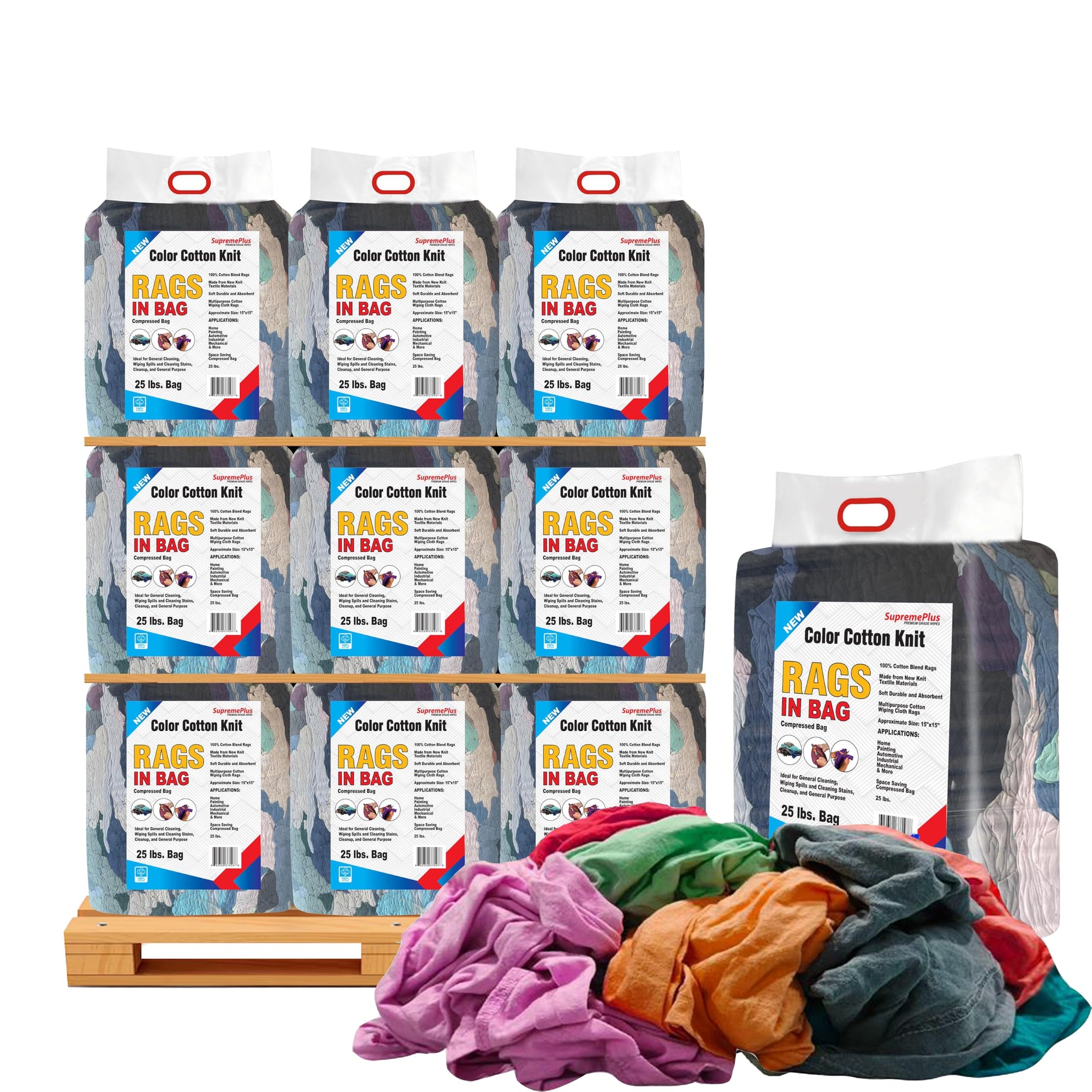 New Colored Cotton Knit T Shirt Rags (900 Count)
