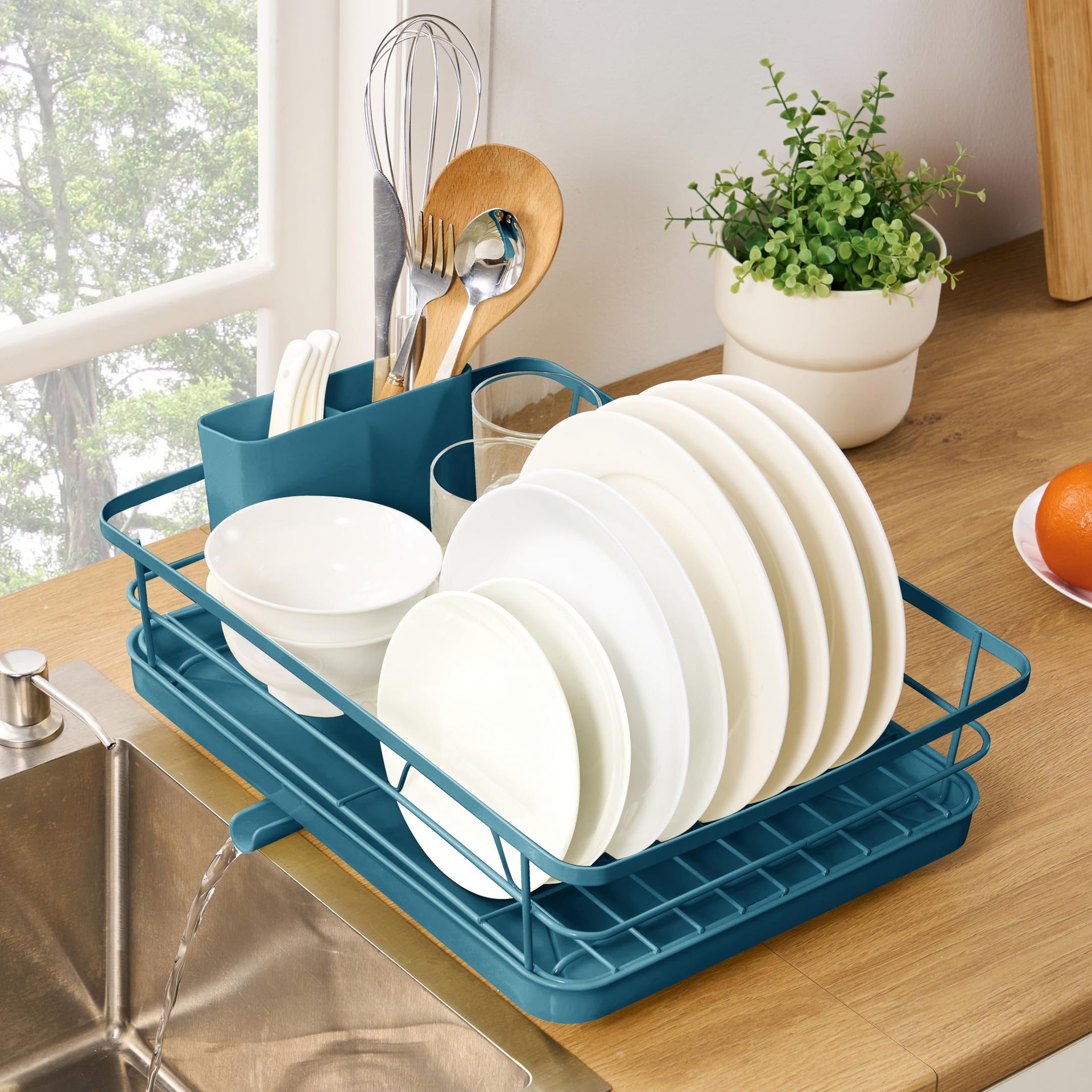 Dish Drying Rack 3 Piece Dish Drainer with Drainboard Set for Kitchen Counter