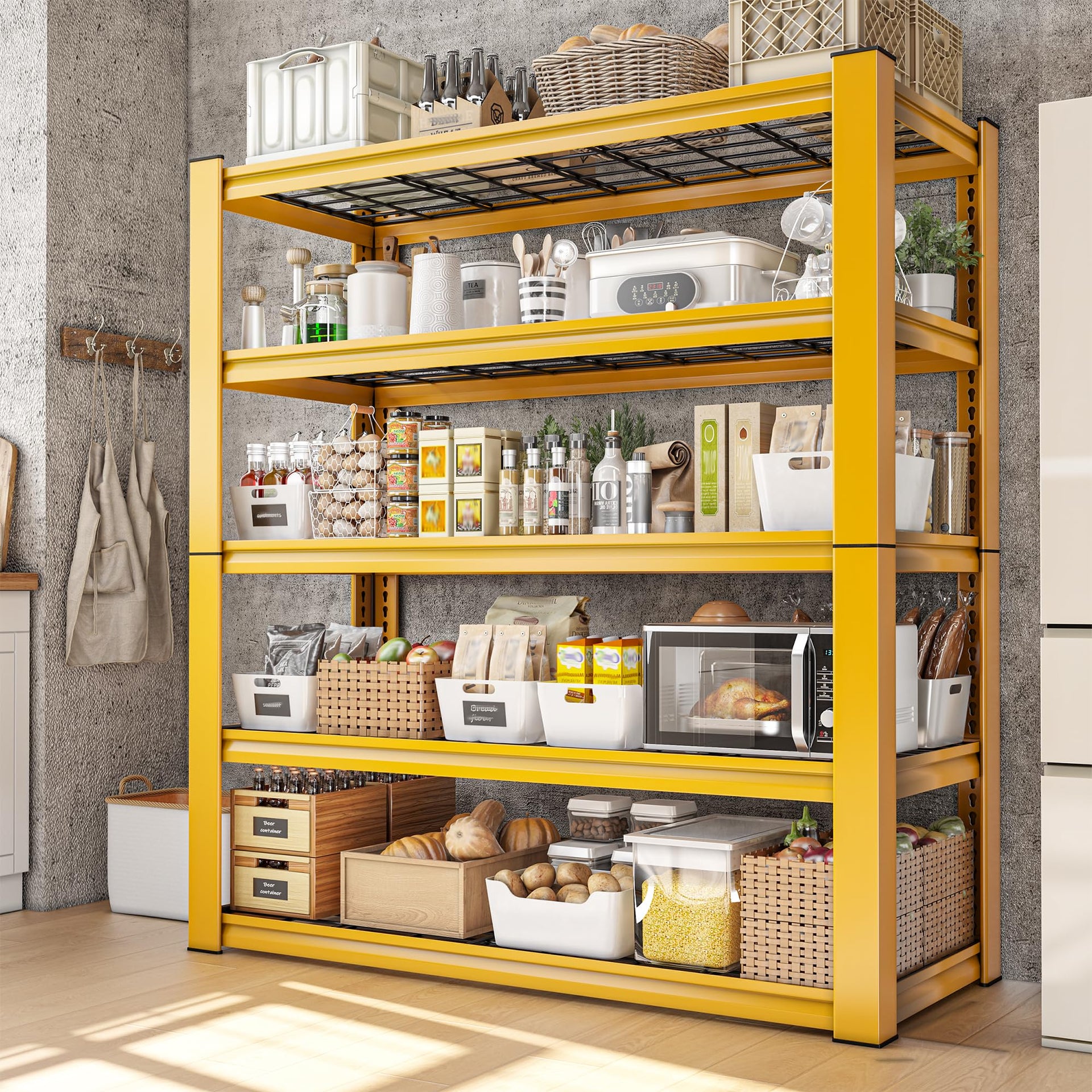 72''H Garage Shelving 3010 LBS Storage Shelves Adjustable Metal Shelving 5 Tier Metal Shelves for Storage Industrial Shelf for Kitchen Pantry Warehouse Basement 72" HX35.5 WX16 D (4 Count)
