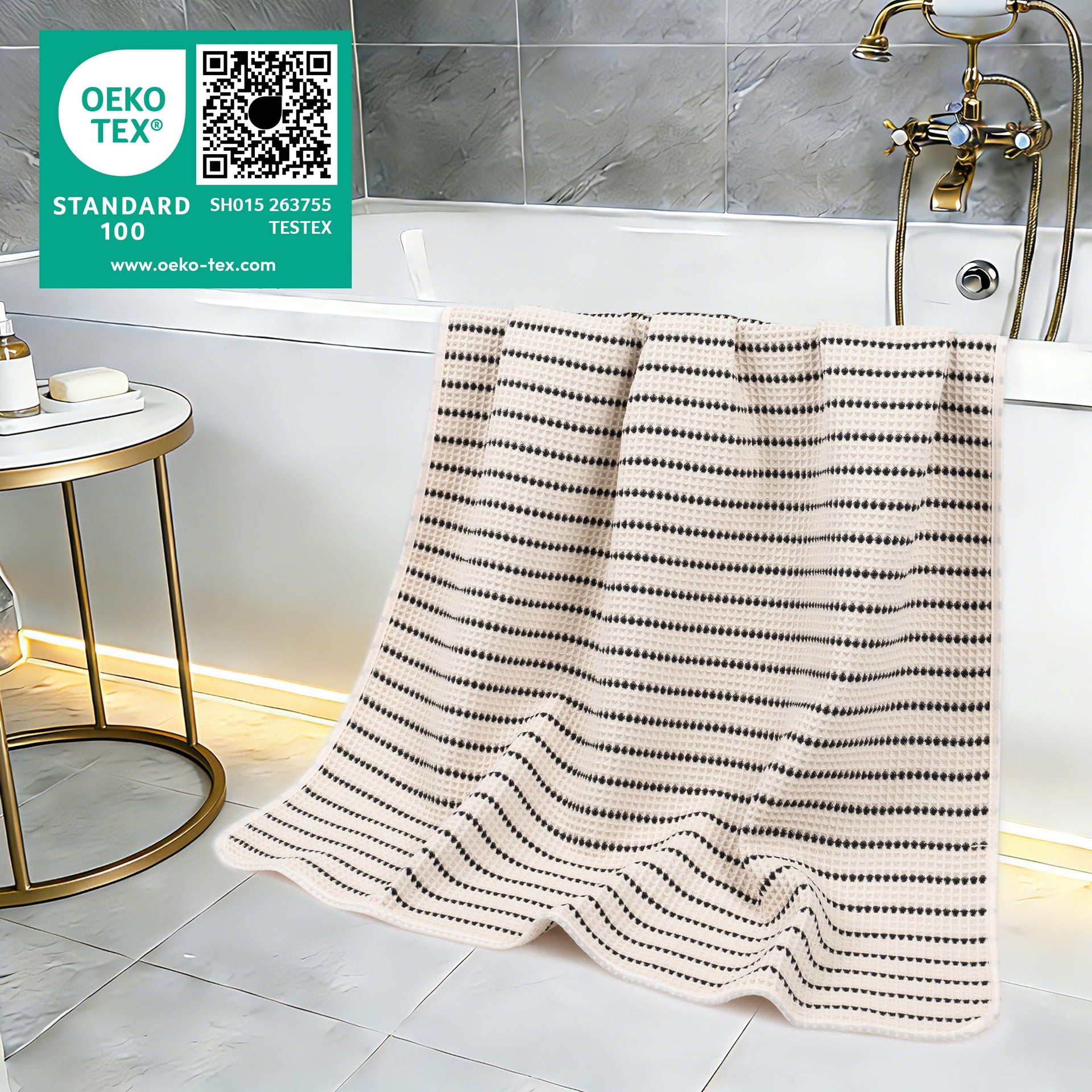430 GSM Poly Blend Microfiber Quick Dry Waffle Bath Towel (4 Count)