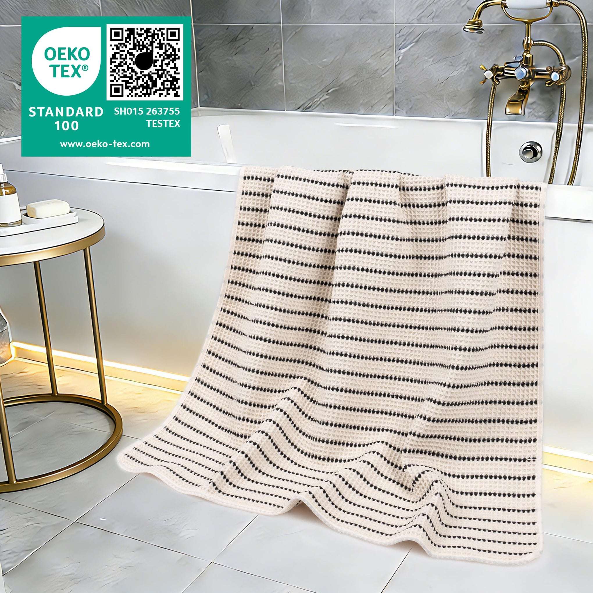 430 GSM Poly Blend Microfiber Quick Dry Waffle Bath Towel (4 Count)