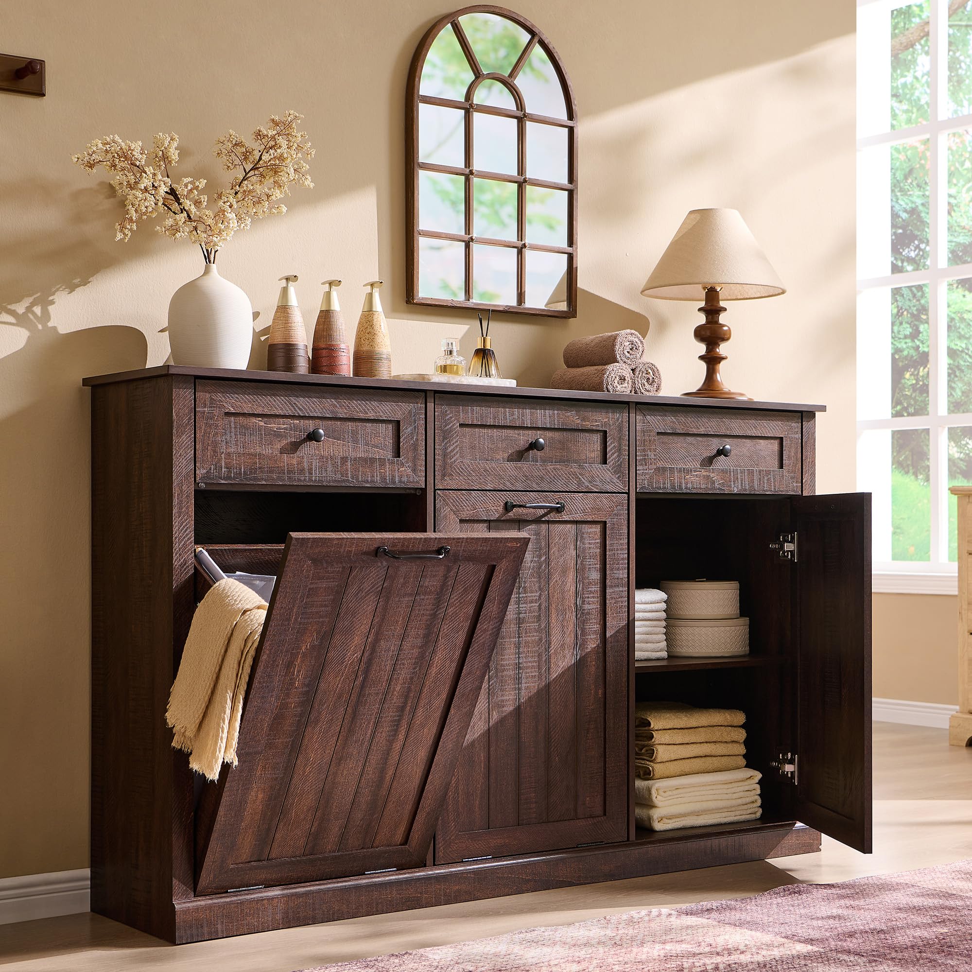 Triple Tilt Out Laundry Hamper Cabinet