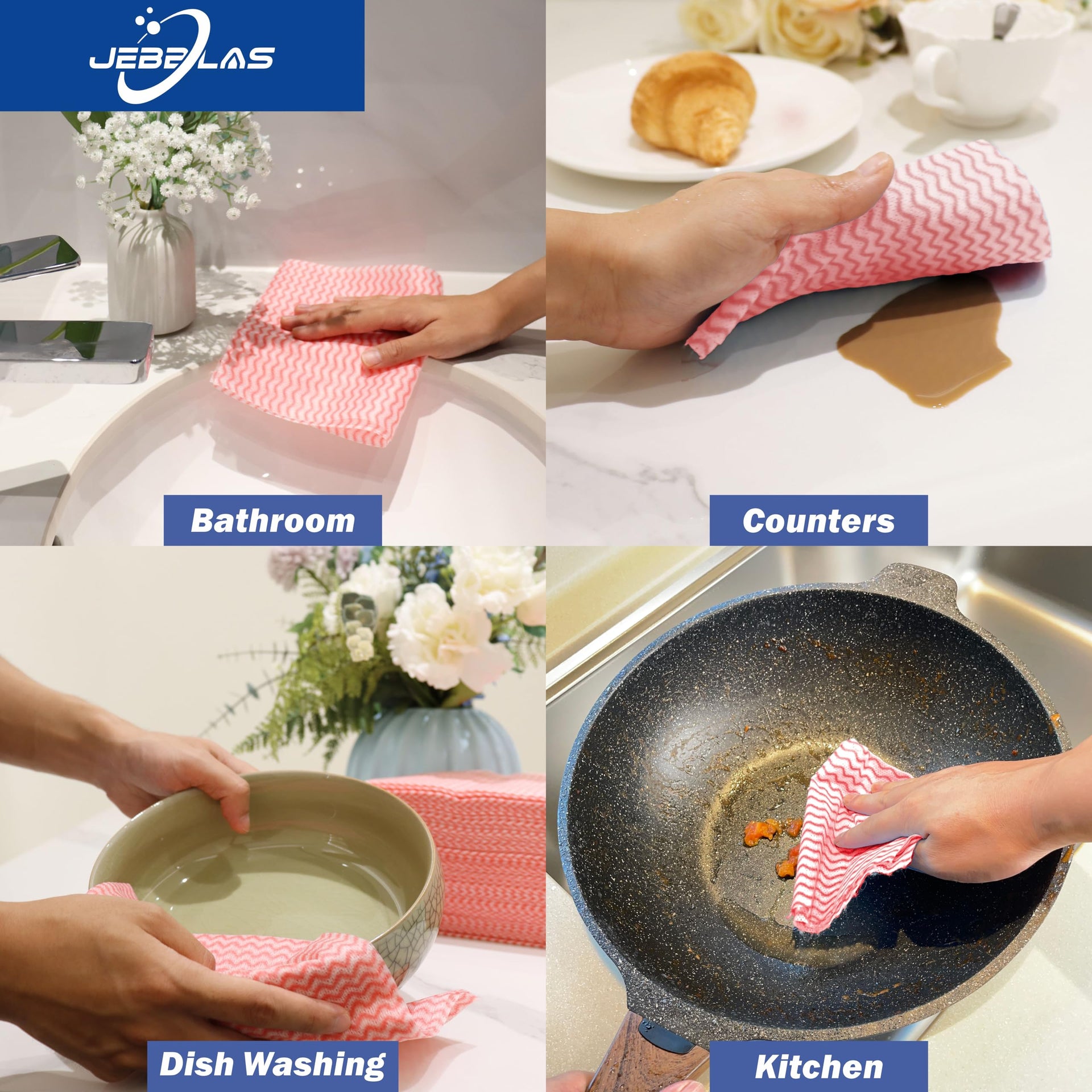 Handi Wipes Reusable Cloths Dry Cleaning Cloths Dish Towel Kitchen Towel Handy Cleaning Wipes (50 Count)