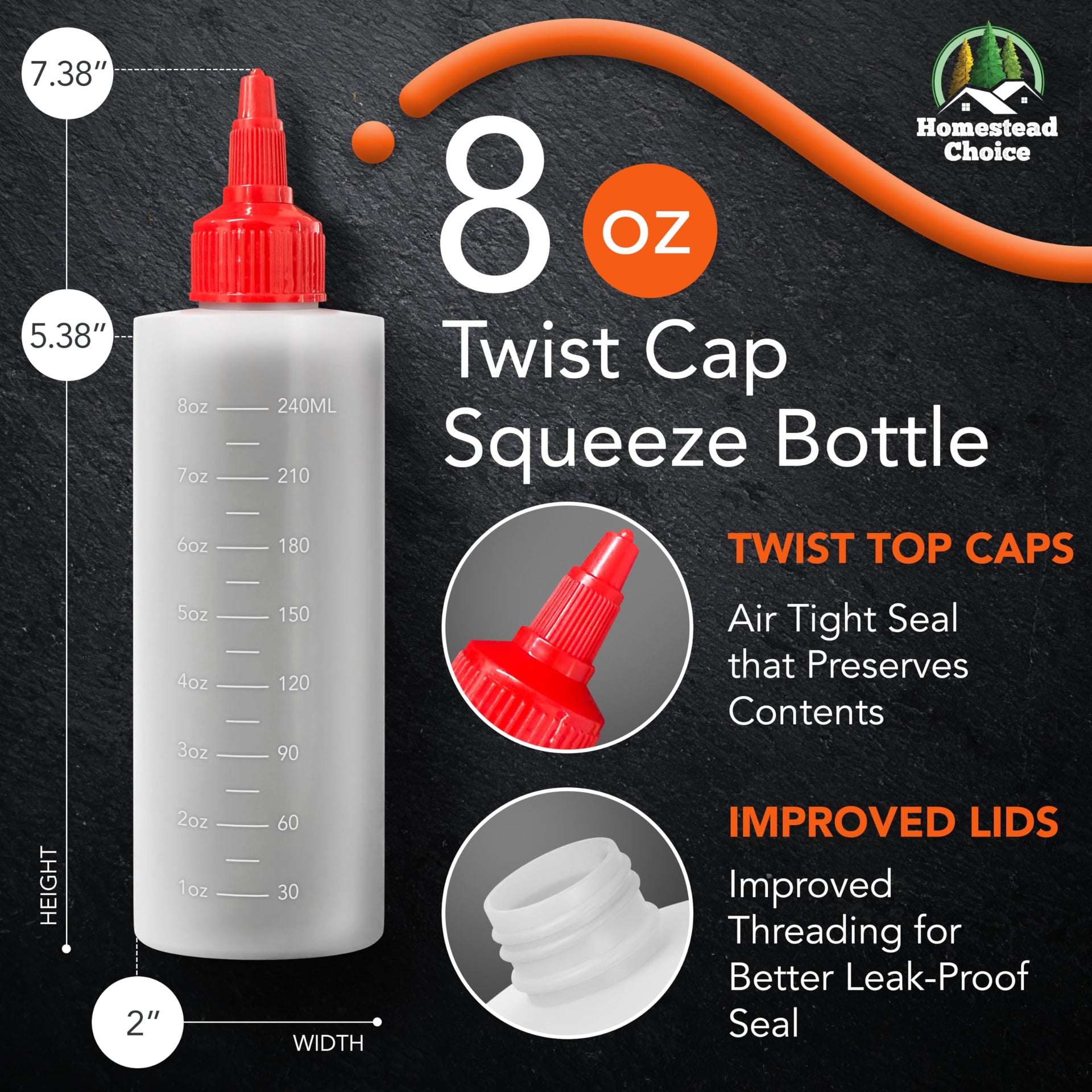 6 pack Plastic Squeeze Bottles for Sauces (6 Count)