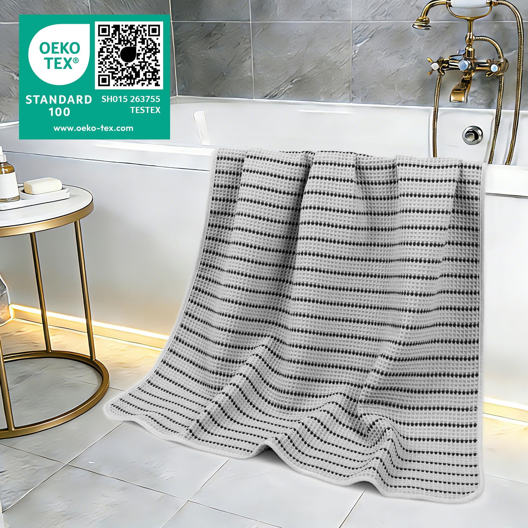 430 GSM Poly Blend Microfiber Quick Dry Waffle Bath Towel (4 Count)