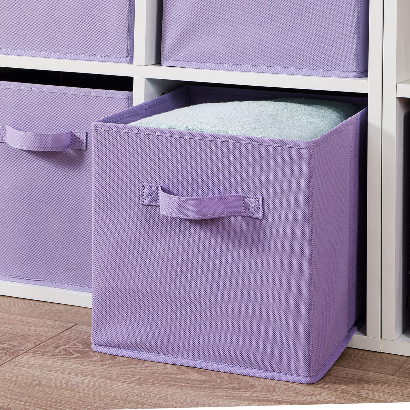 13x13x13 Inch Fabric Storage Bins 6 Pack Fun Colored Durable Storage Cubes with Handles Foldable Cube Baskets for Home (6 Count)