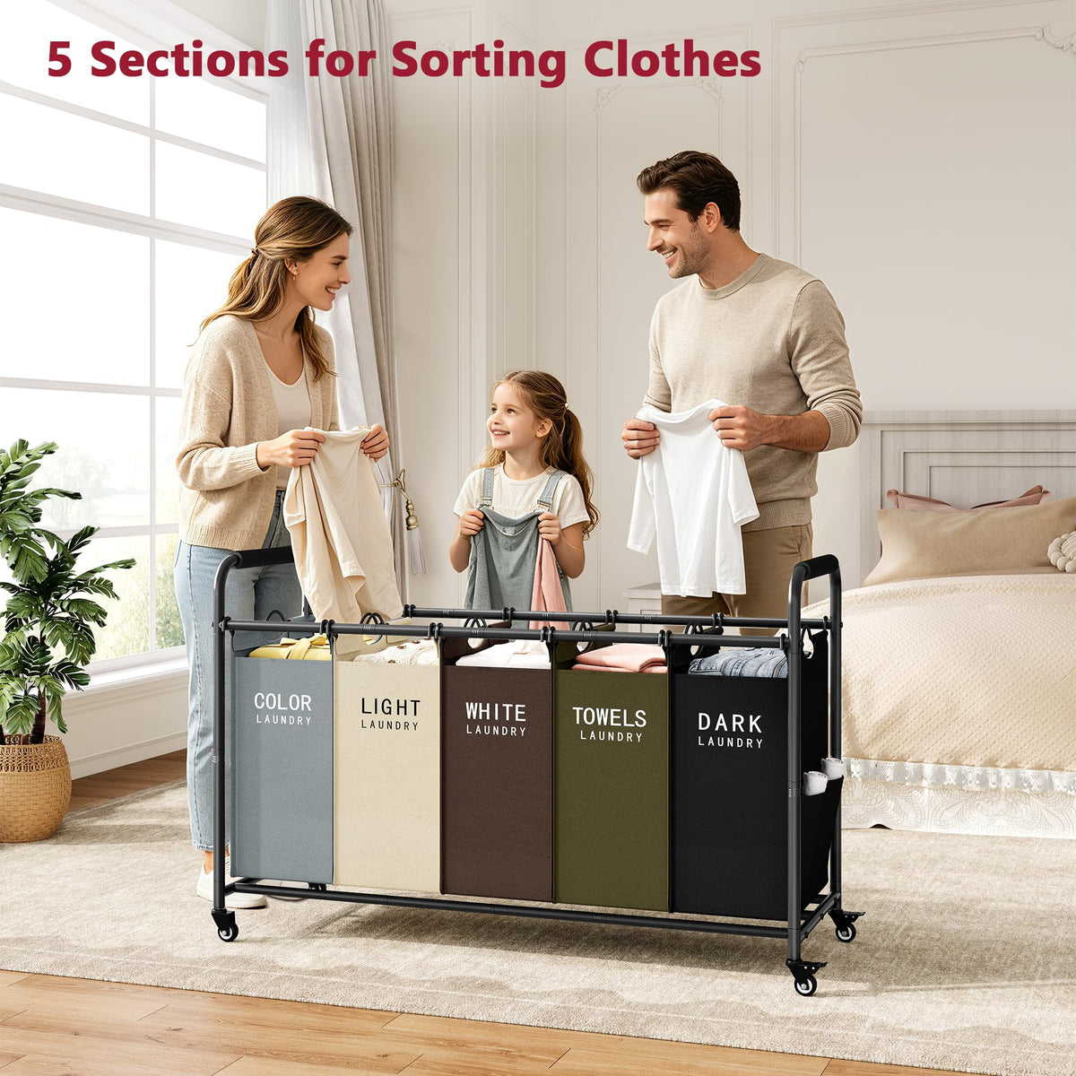 5 Bag Laundry Sorter Cart