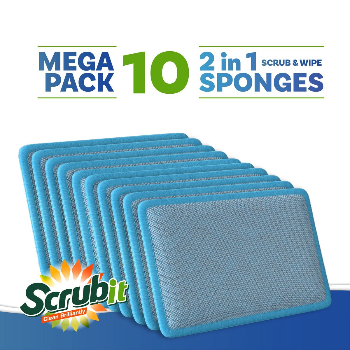 Scrub and Wipe Cleaning Sponges [10 Pack] (10 Count)