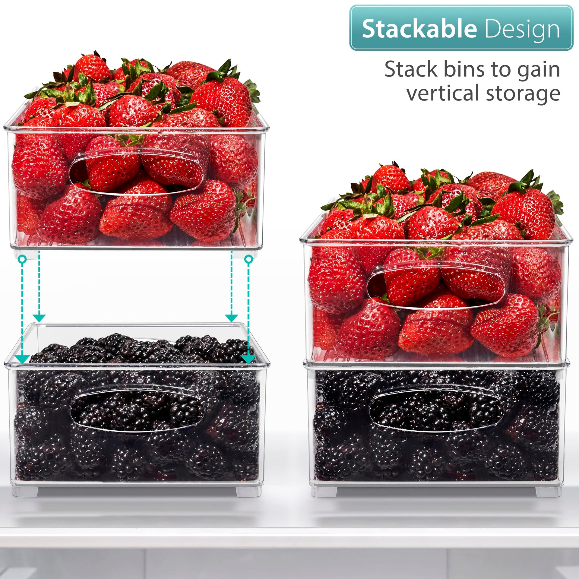 Stackable Refrigerator Organizer Bins (4 Count)