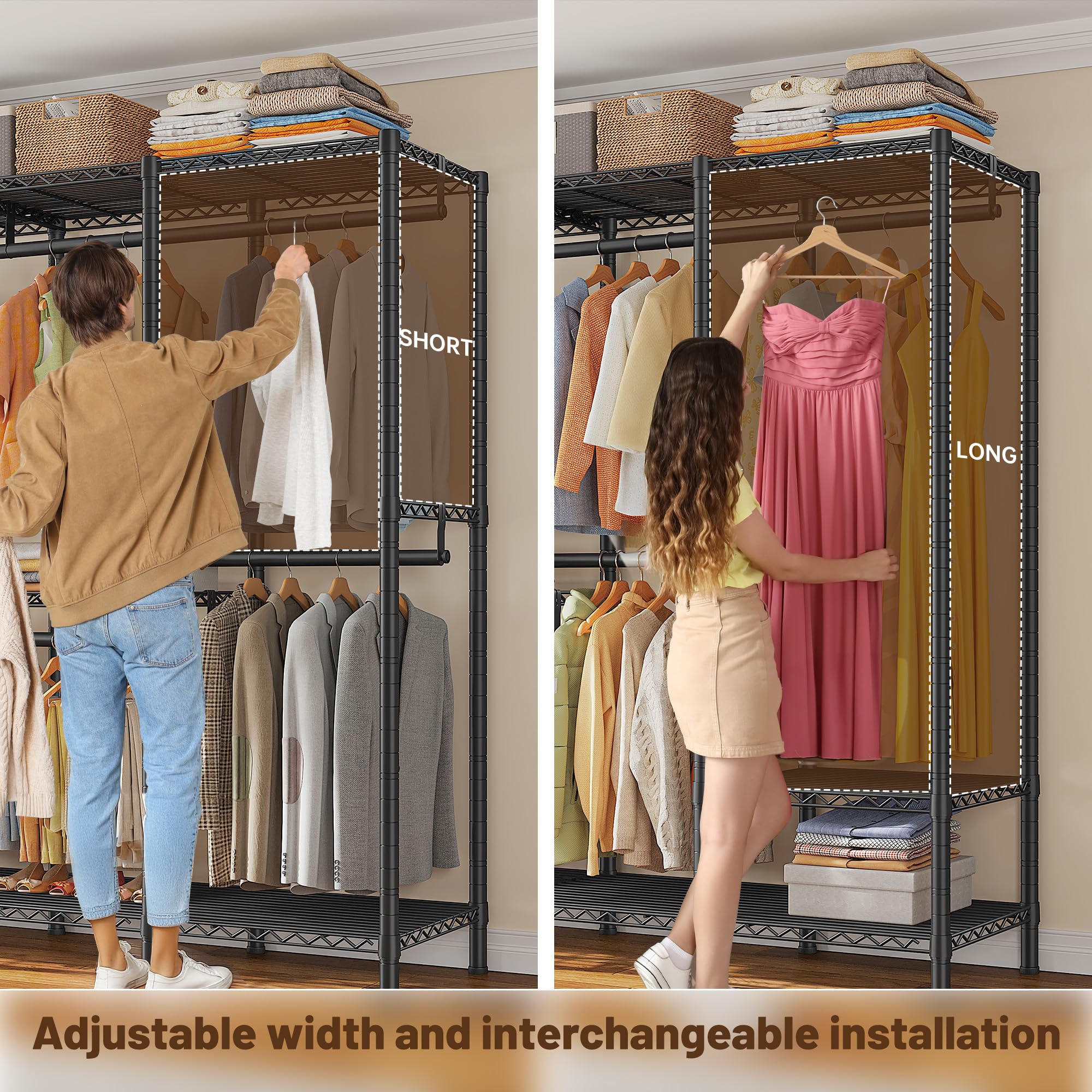 Clothes Rack Heavy Duty 1100 LBS Capacity Clothing Racks for Hanging Clothes Adjustable Garment Rack