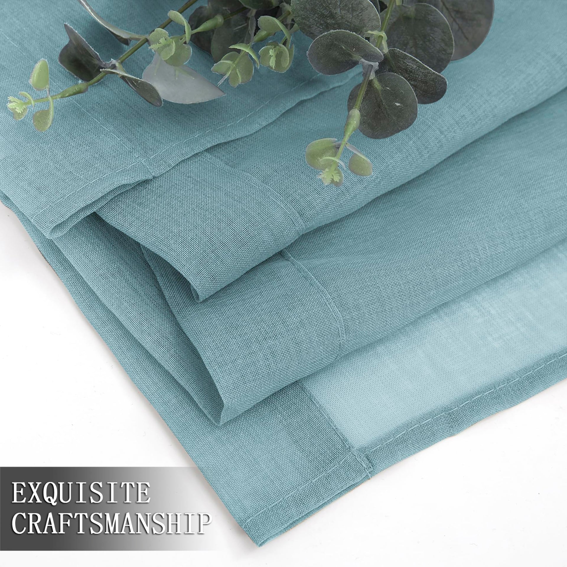 Short Sheer Curtain Living Room Linen Textured Curtains Sheer Light Filtering Voile Rod Pocket Curtain for Bedroom (2 Count)