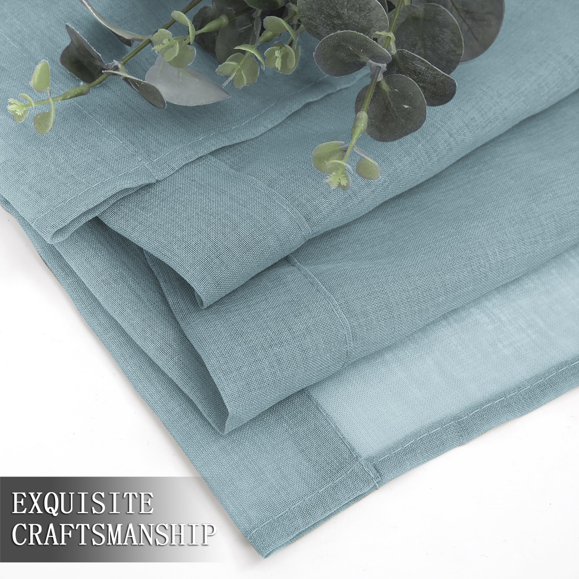 Short Sheer Curtain Living Room Linen Textured Curtains Sheer Light Filtering Voile Rod Pocket Curtain for Bedroom (2 Count)