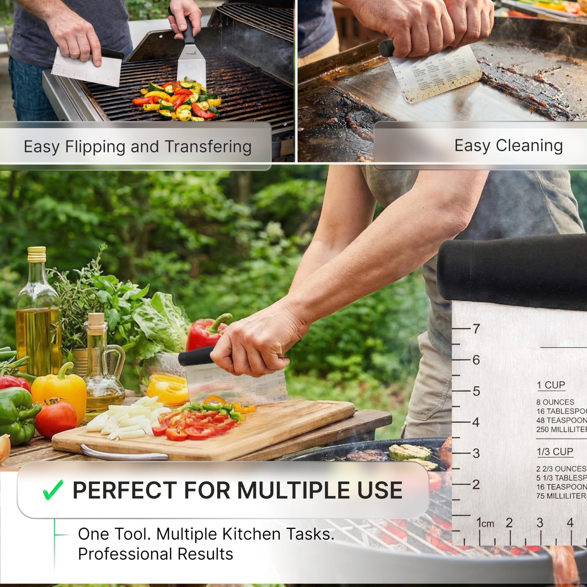 Metal Spatula Stainless Steel and Scraper (3 Count)
