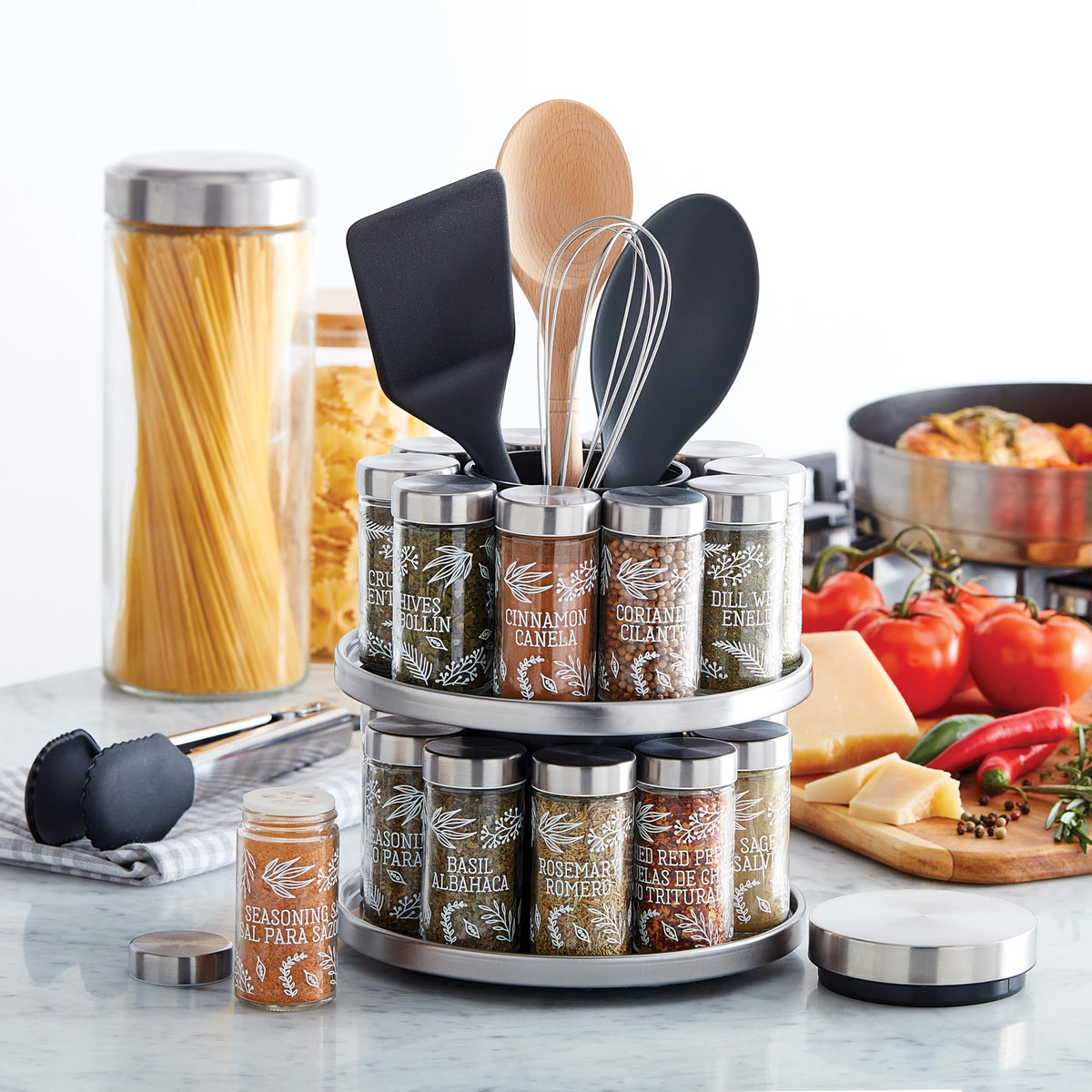 Salem 20 Jar Rotating Spice Rack with Spices Included