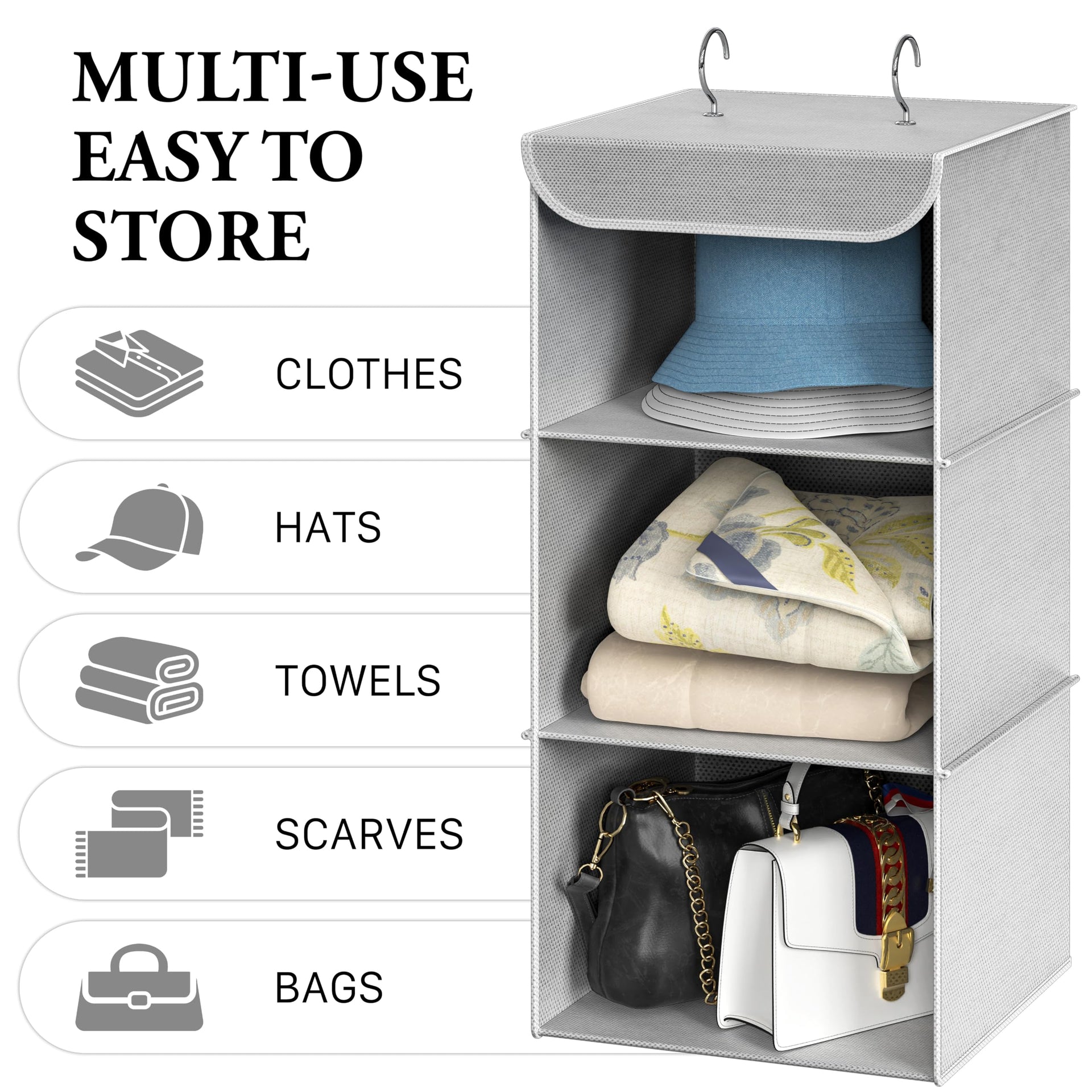 3 Shelf Hanging Closet Organizer
