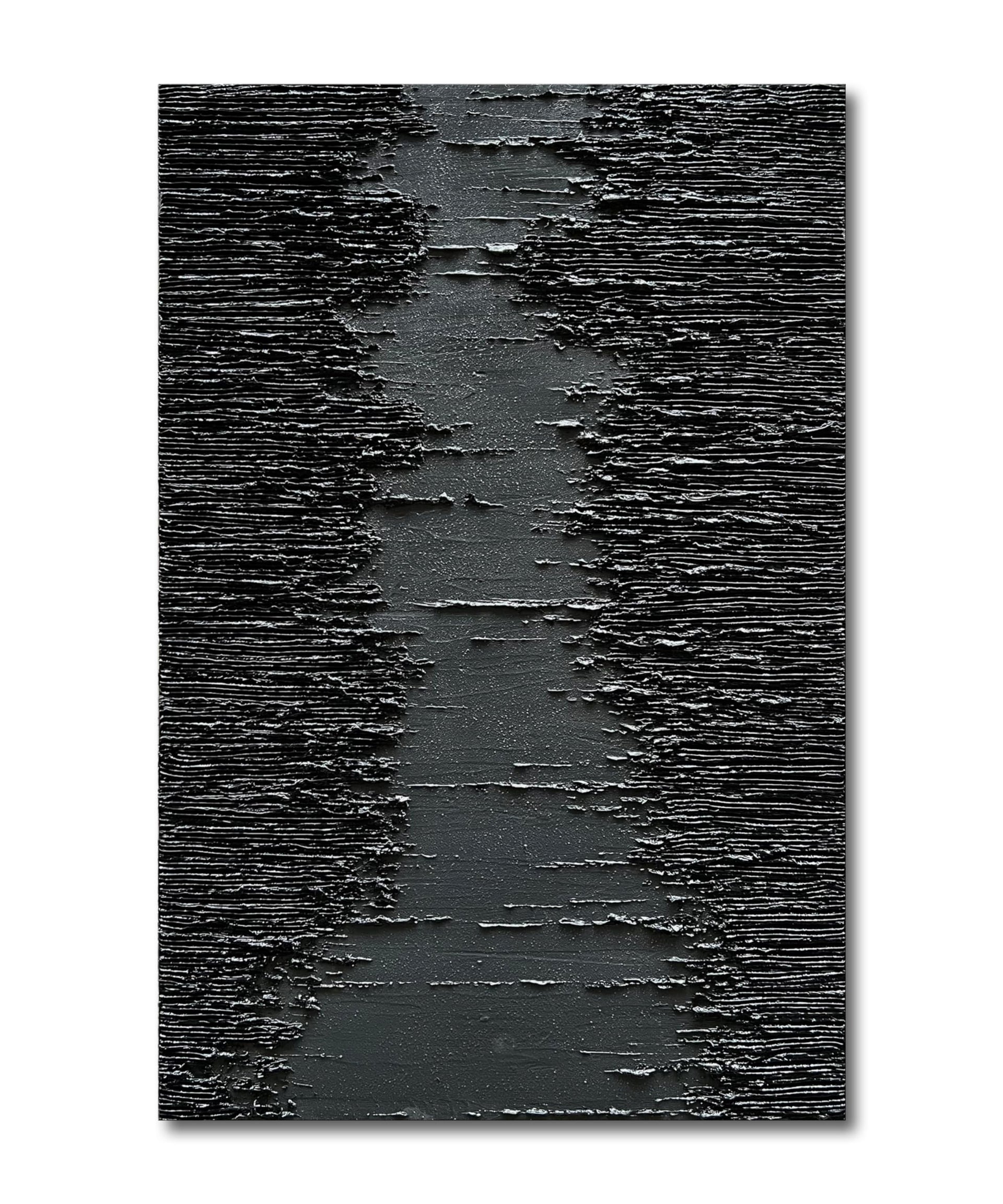 Art Hand Painted Thick Texture Black Minimalist Oil Painting 45x30 Inchs Texture Abstract Painting Home Wall Decorative Art