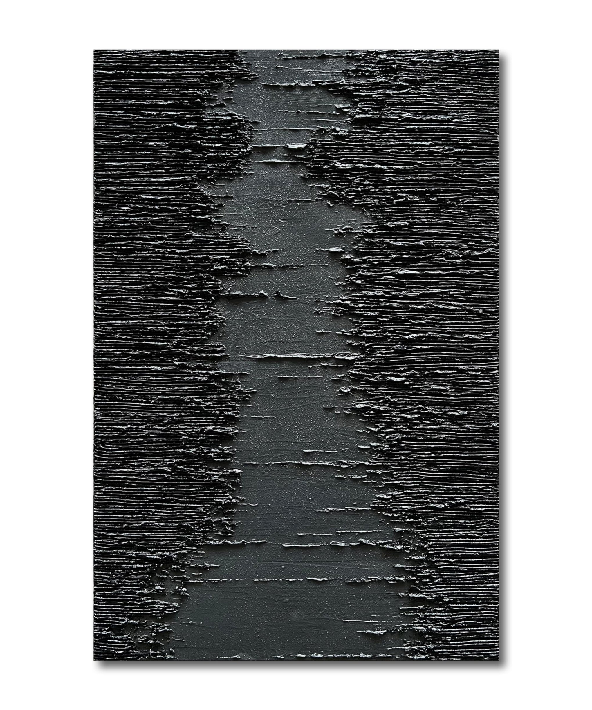 Art Hand Painted Thick Texture Black Minimalist Oil Painting 45x30 Inchs Texture Abstract Painting Home Wall Decorative Art