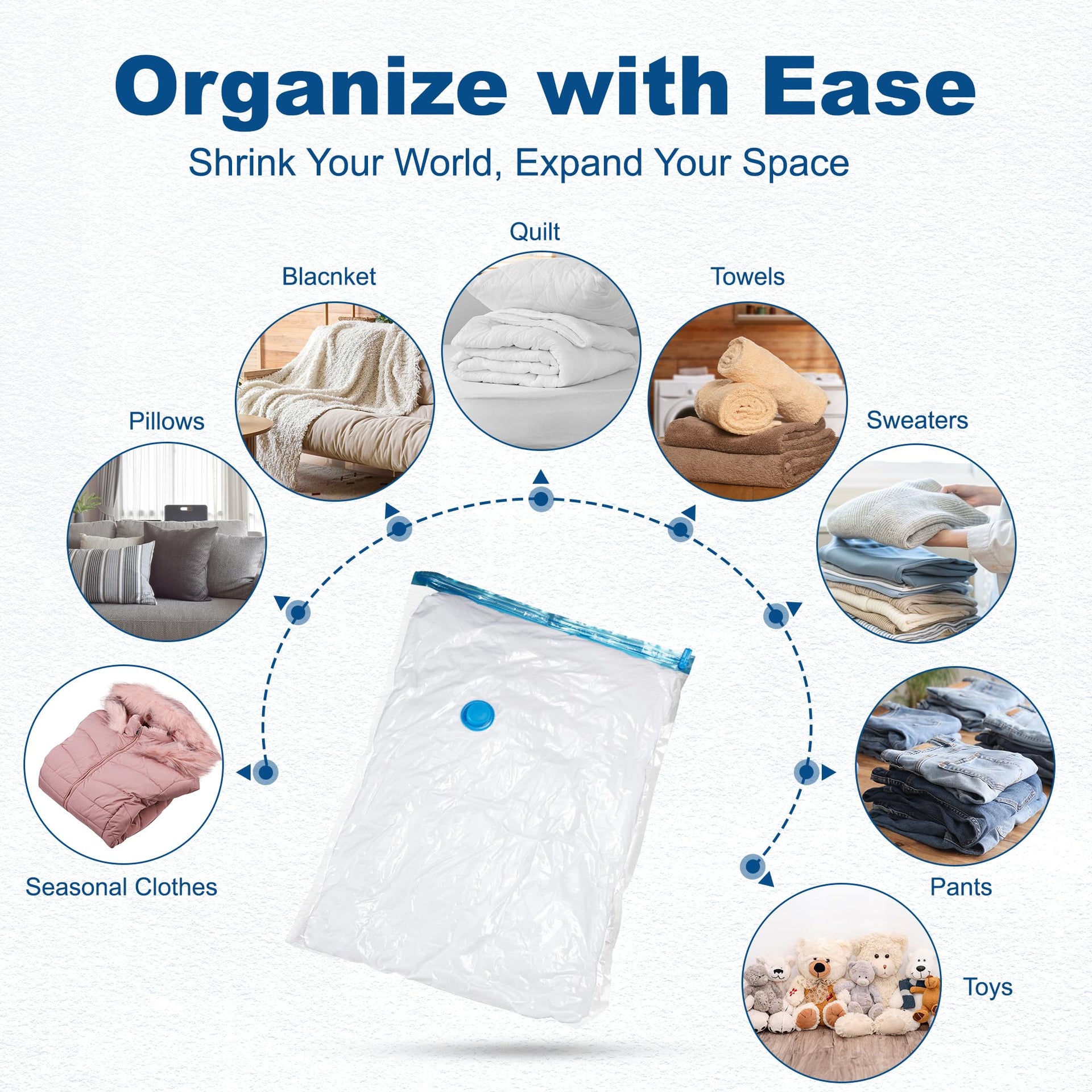 30 Pack Vacuum Storage Bags with Electric Pump (31 Count)