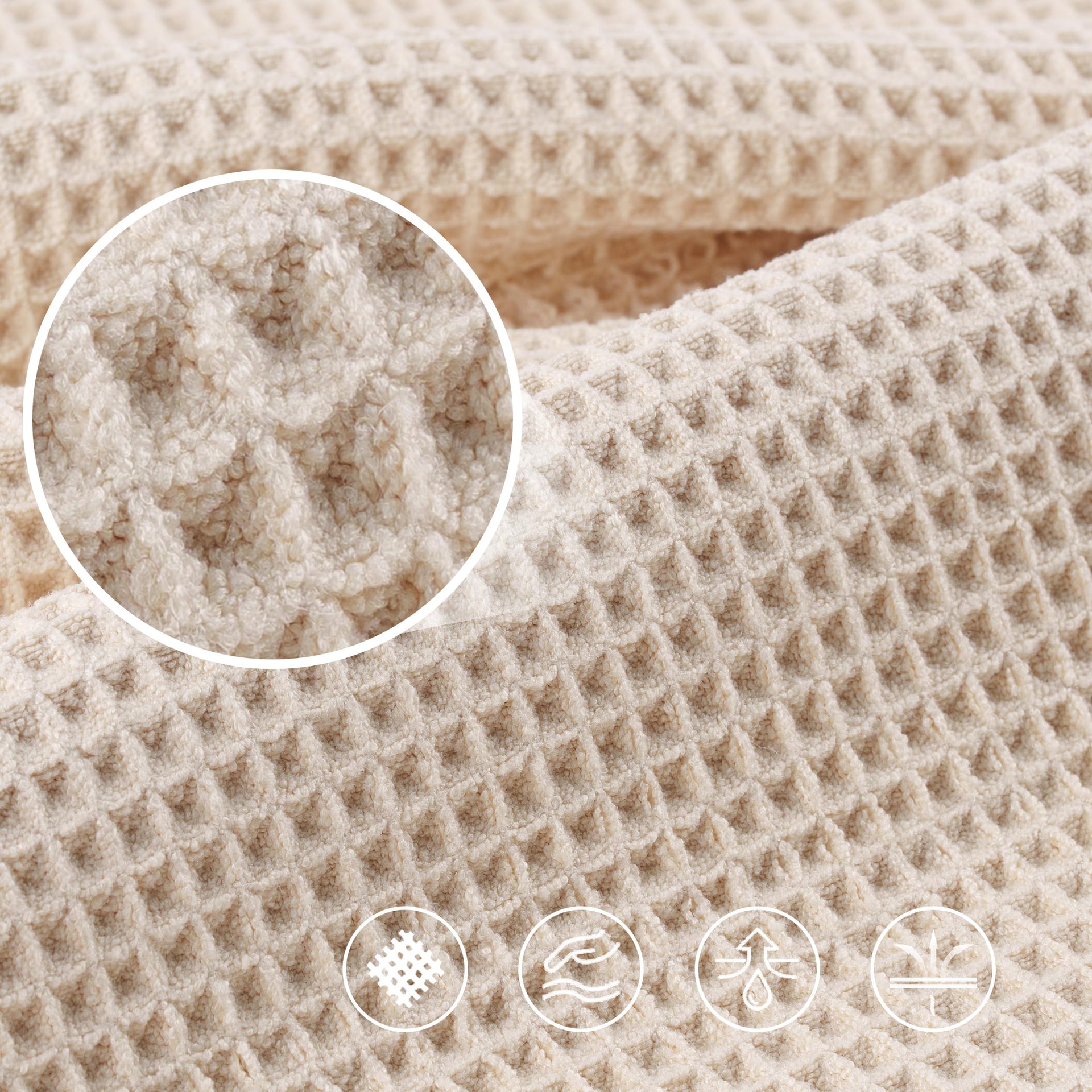 430 GSM Poly Blend Microfiber Quick Dry Waffle Bath Towel (4 Count)