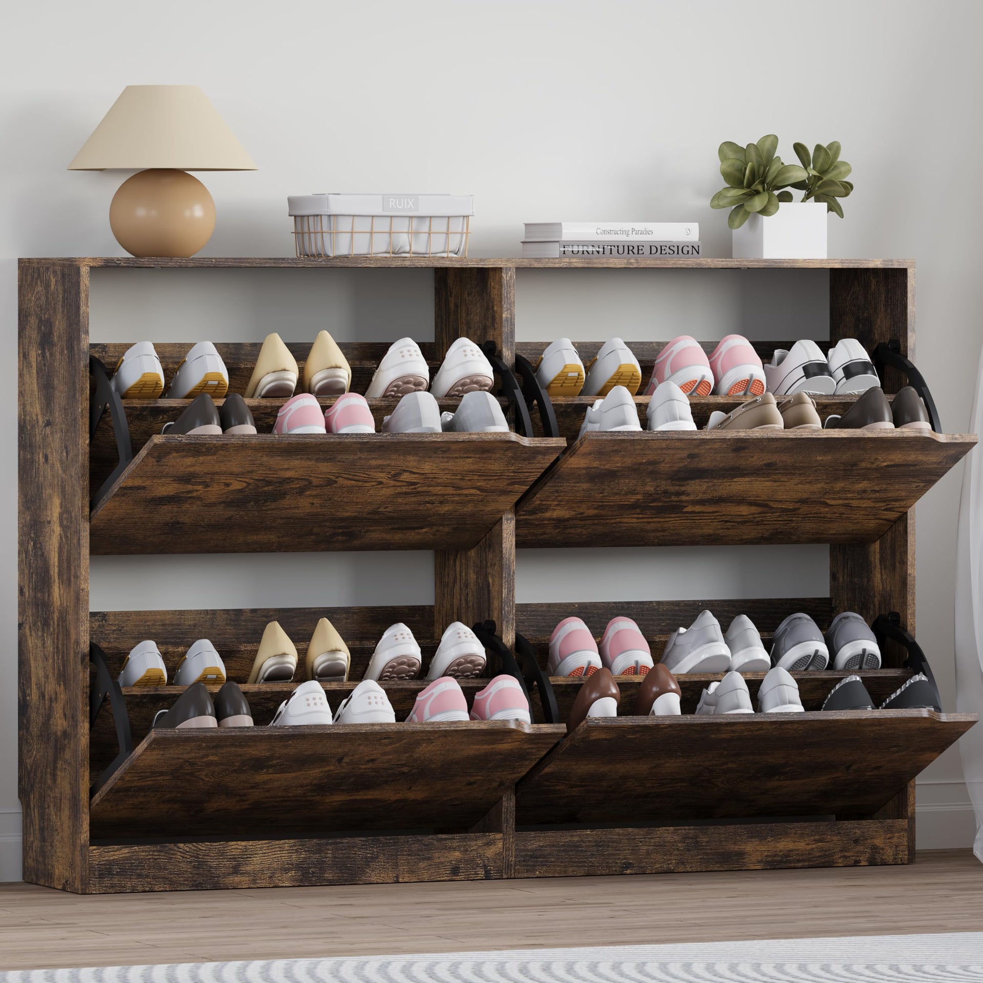Shoe Cabinet with 4 Flip Drawers
