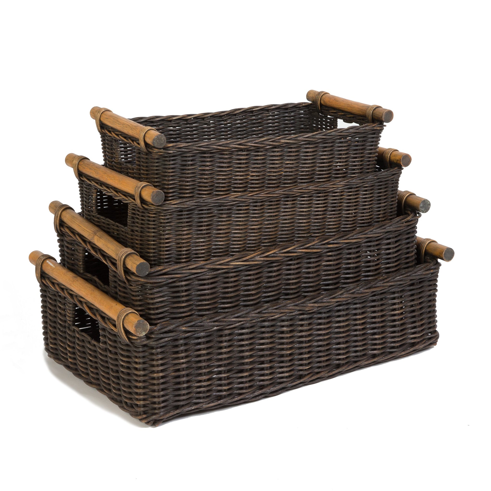 Low Pole Handle Wicker Storage Basket