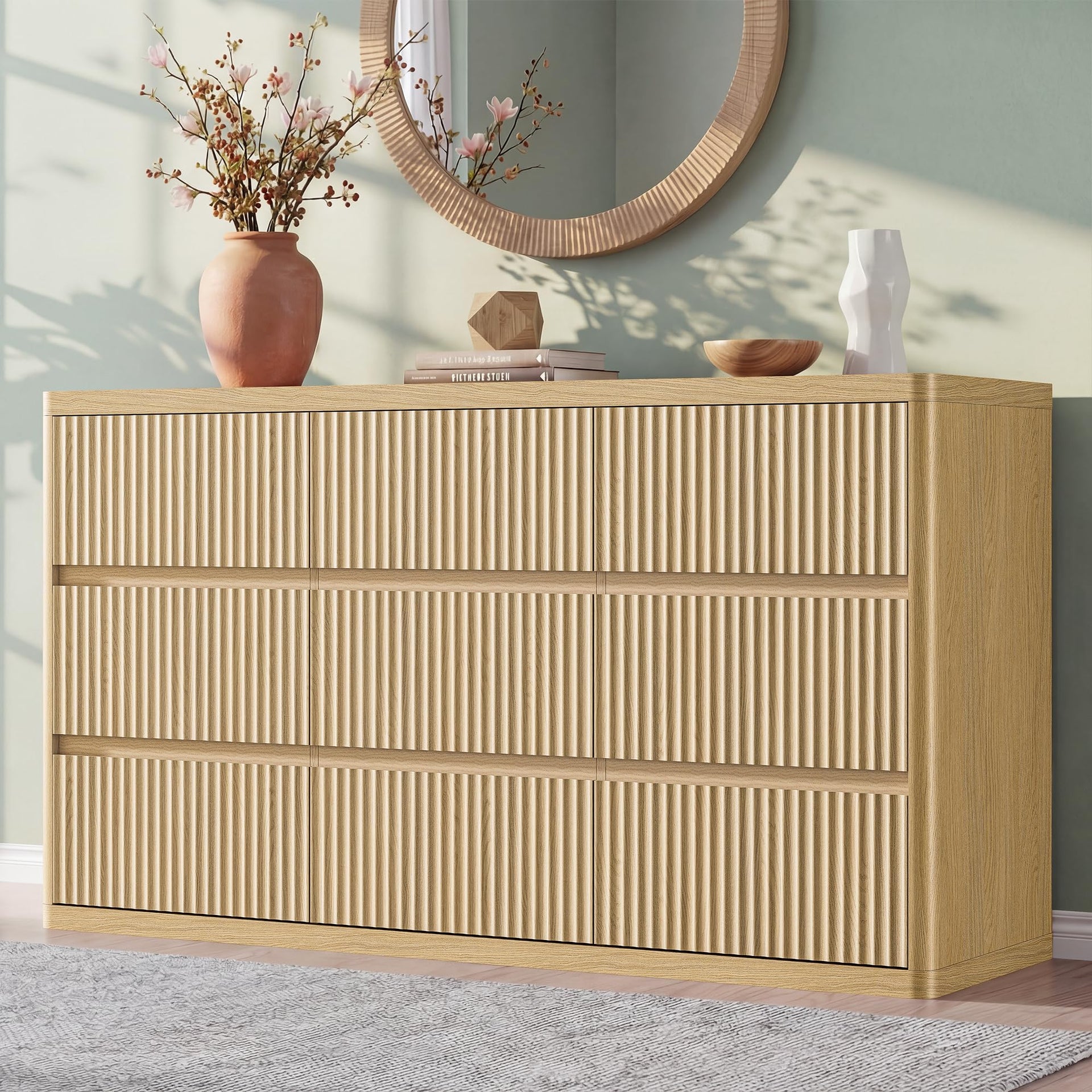 Fluted 9 Drawers Dresser
