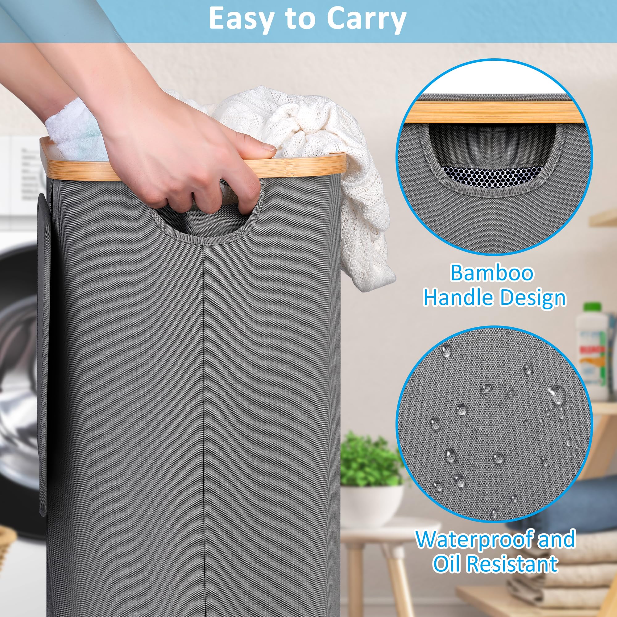 Slim Laundry Basket with Wheels