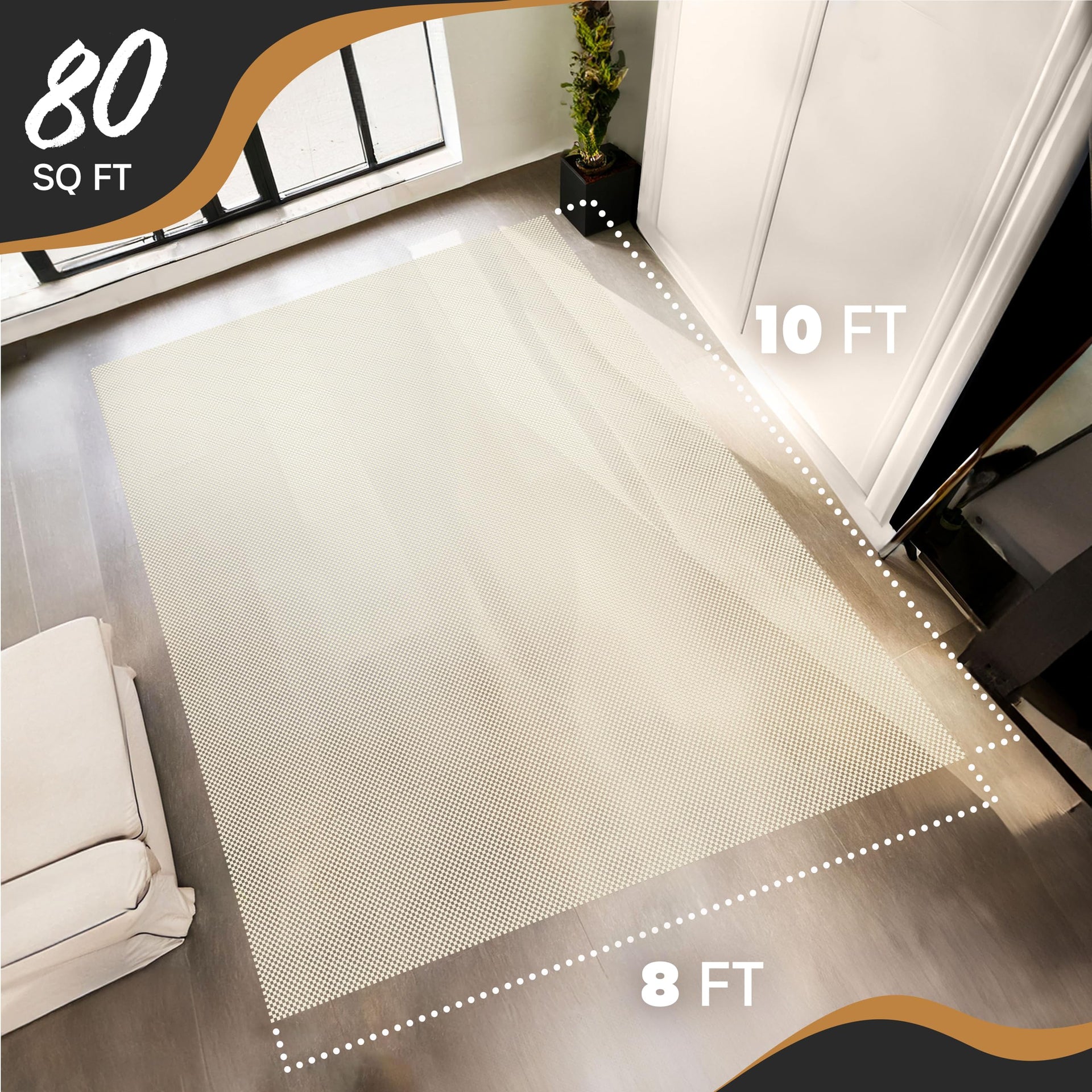 8'x10' Anti Skid Rug Gripper for Hardwood Floors & Other Surfaces (80 Sq Ft)