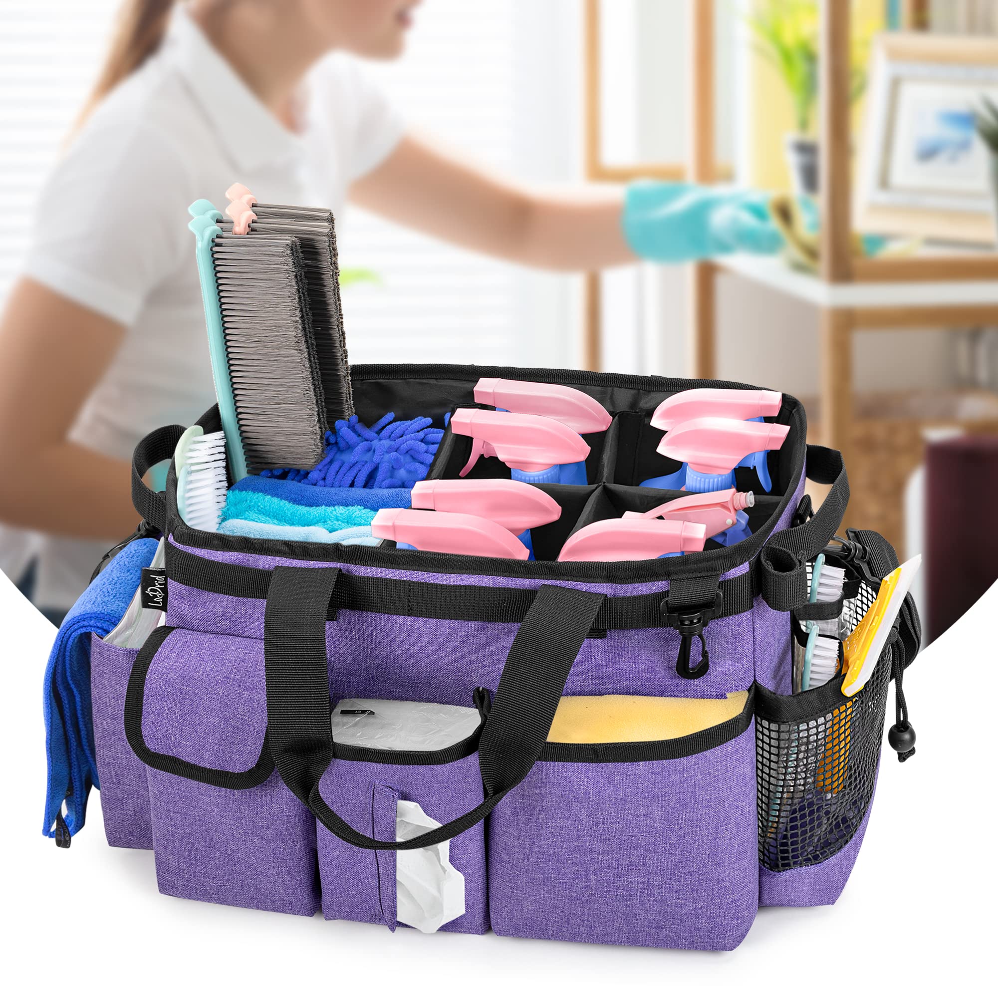 Large Wearable Cleaning Caddy Bag with Detachable Divider