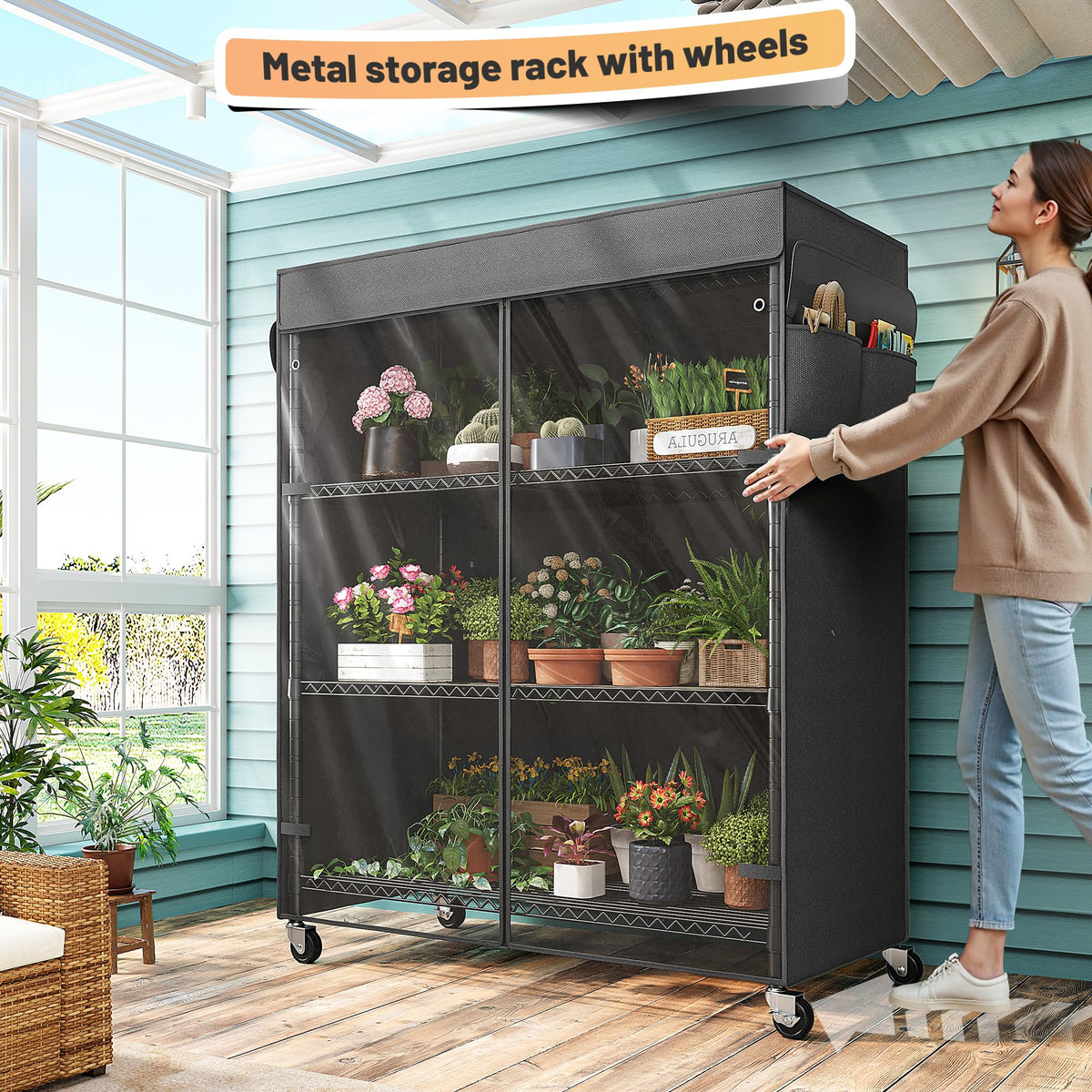 4 Tier Shelving Unit with Cover