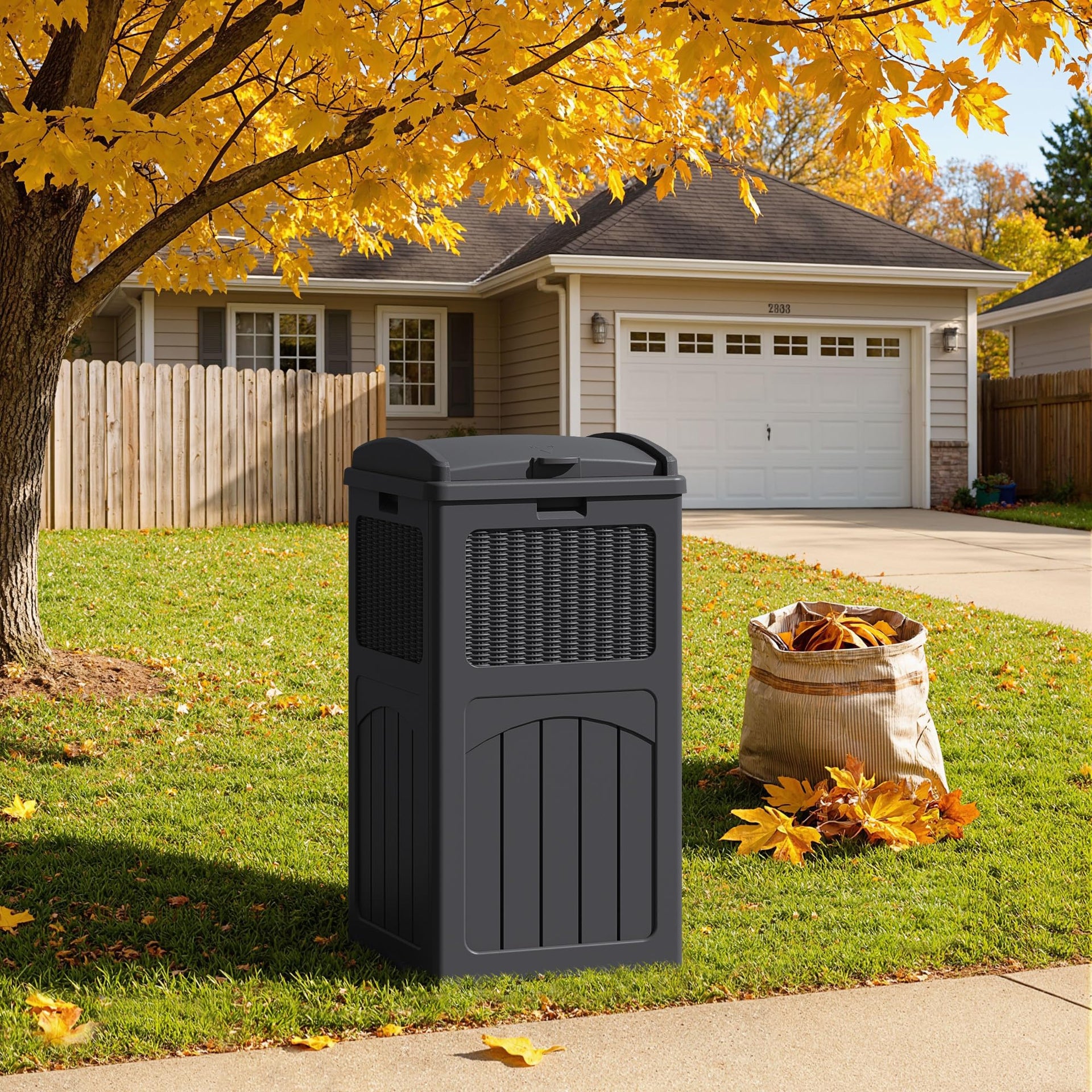 33 Gallon Resin Outdoor Trash Can with Lid