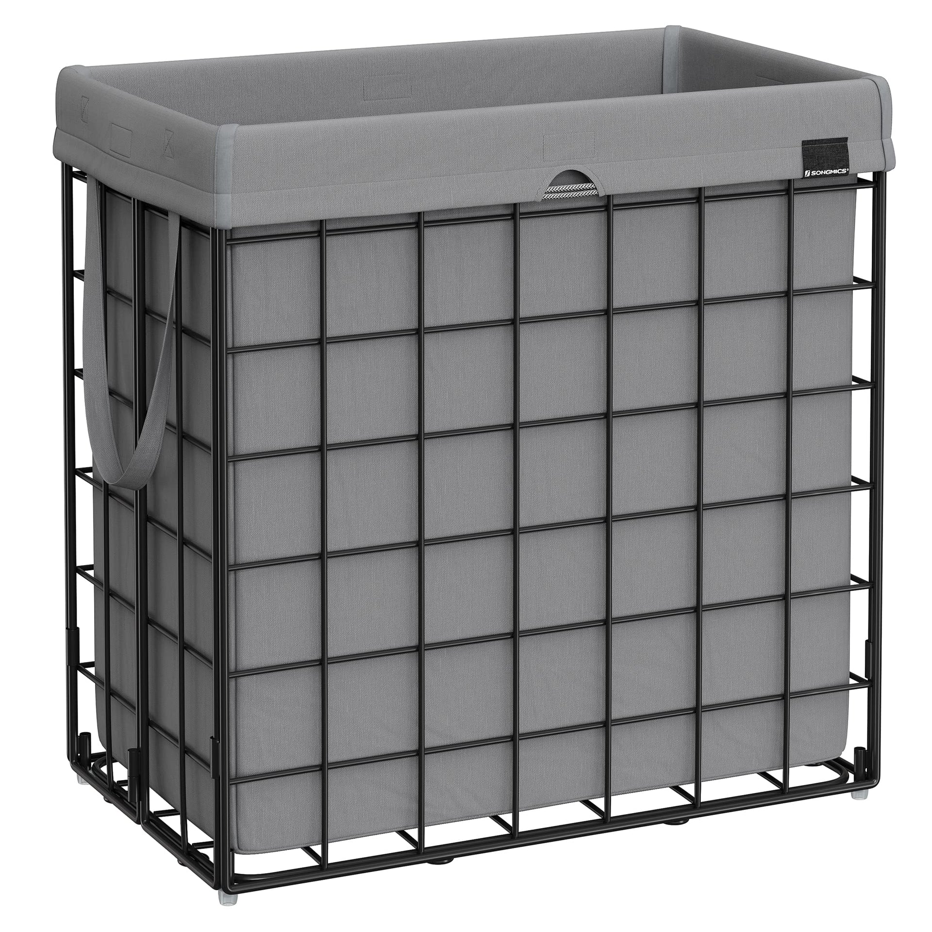 29 Gal. (110L) Laundry Basket, Laundry Hamper, Collapsible Clothes Hamper, Removable and Washable Liner, Metal Wire Frame, for Bedroom Bathroom, Black and Gray ULCB111G01 - ModHome Supplies