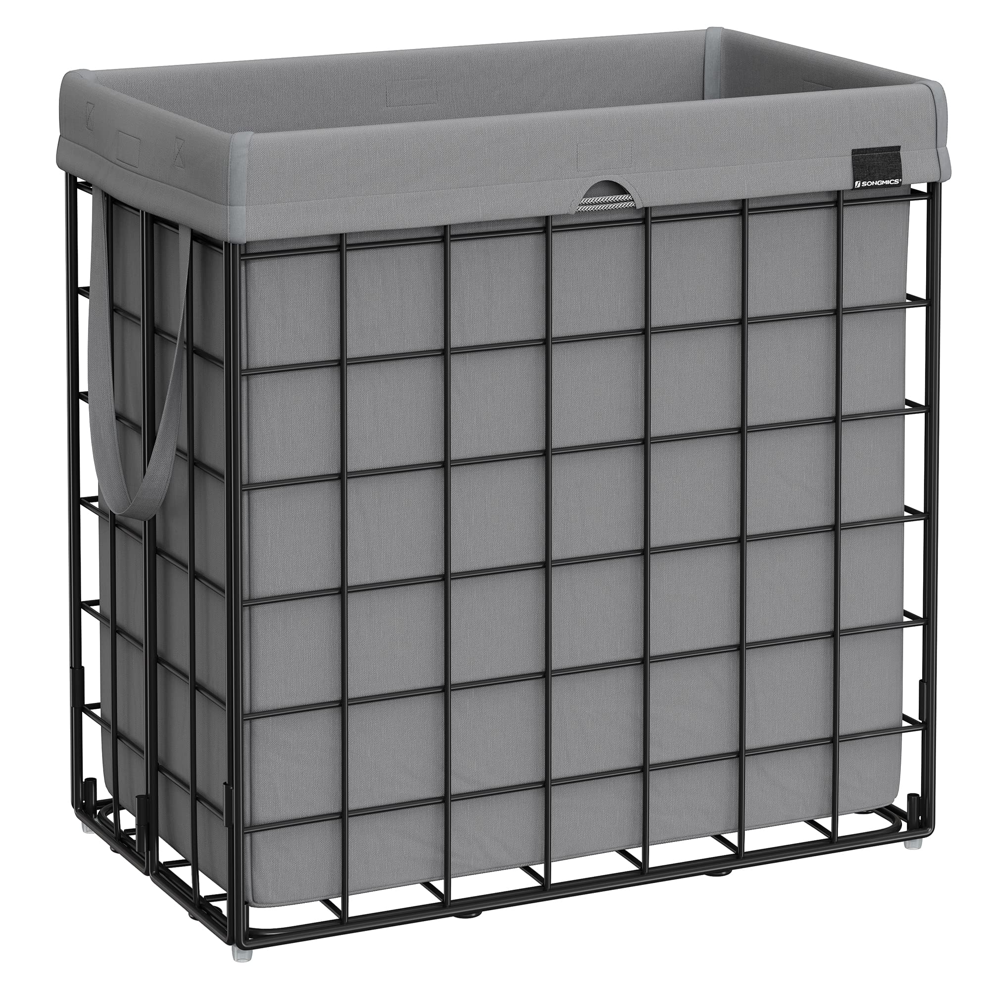 29 Gal. (110L) Laundry Basket, Laundry Hamper, Collapsible Clothes Hamper, Removable and Washable Liner, Metal Wire Frame, for Bedroom Bathroom, Black and Gray ULCB111G01 - ModHome Supplies