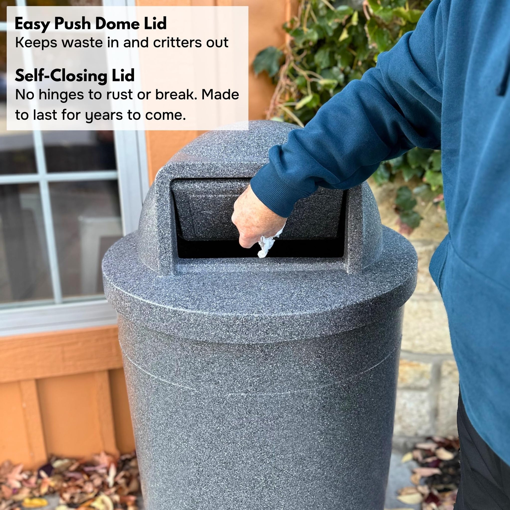 Campus Collection 55 Gallon Plastic Commercial Garbage Can with Push Lid