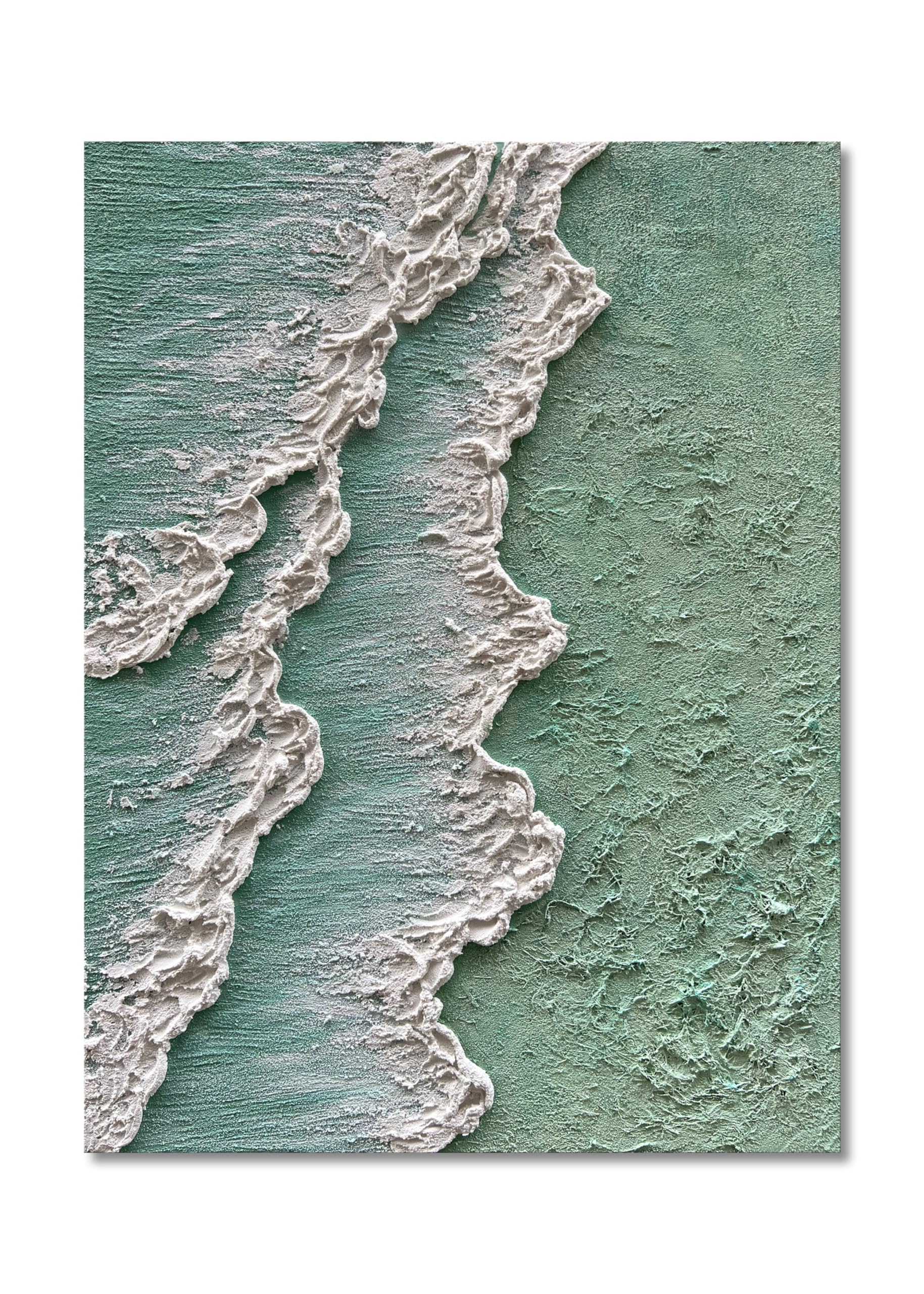 Art Hand Painted Green Thick Texture Abstract Oil Painting Hand