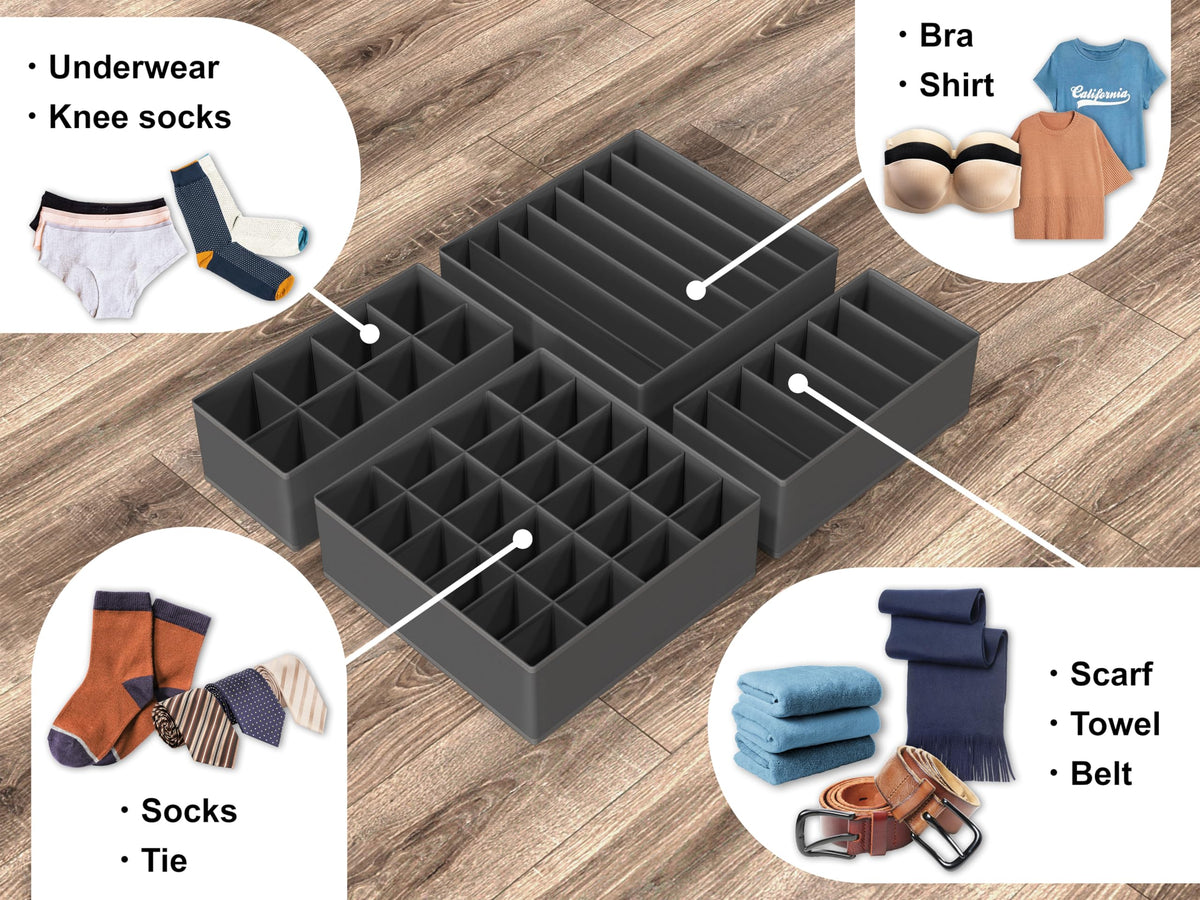 4 Pack Drawer Organizer Set for Underwear (4 Count)