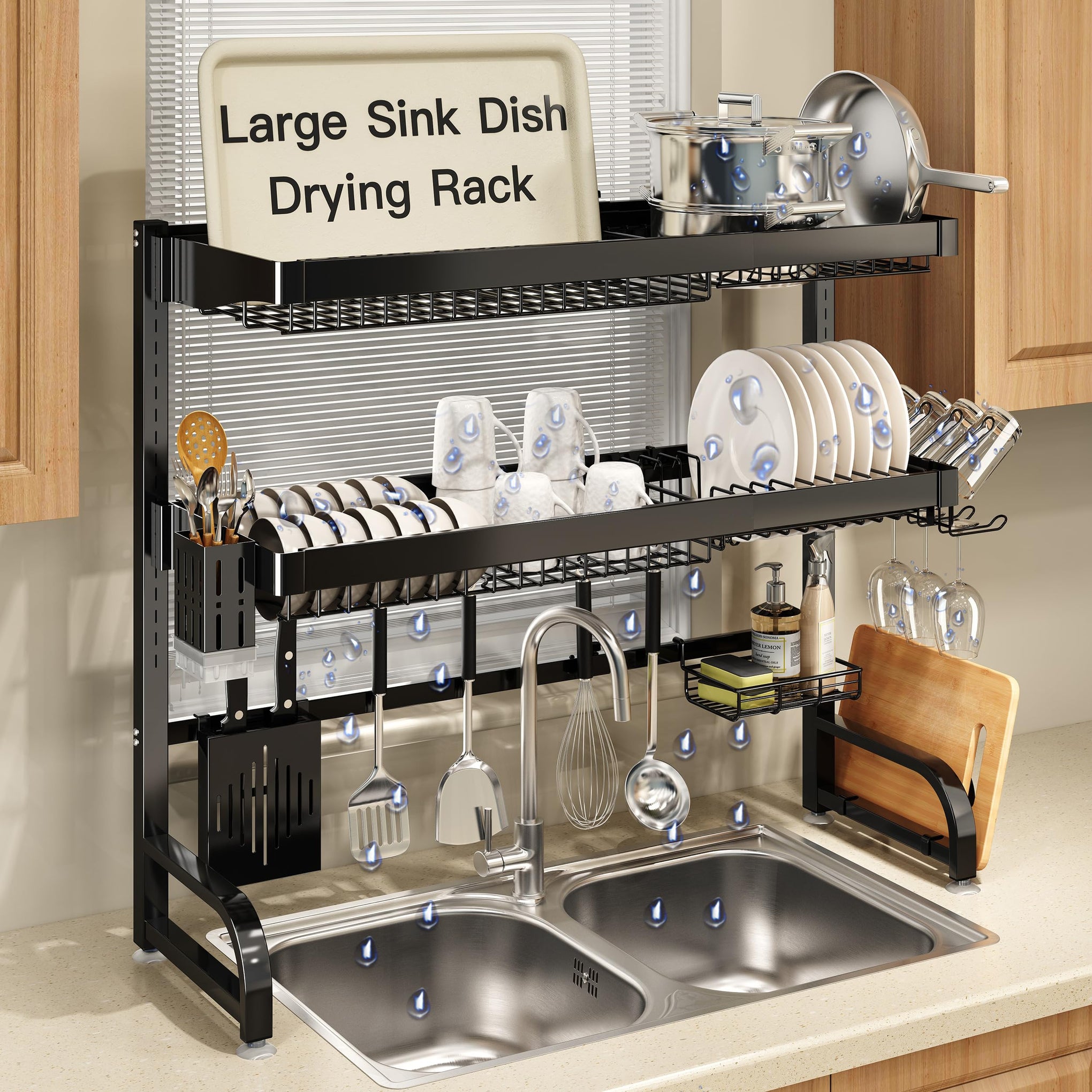 3 Tier Extra Large Stainless Steel Over The Sink Dish Drying Rack
