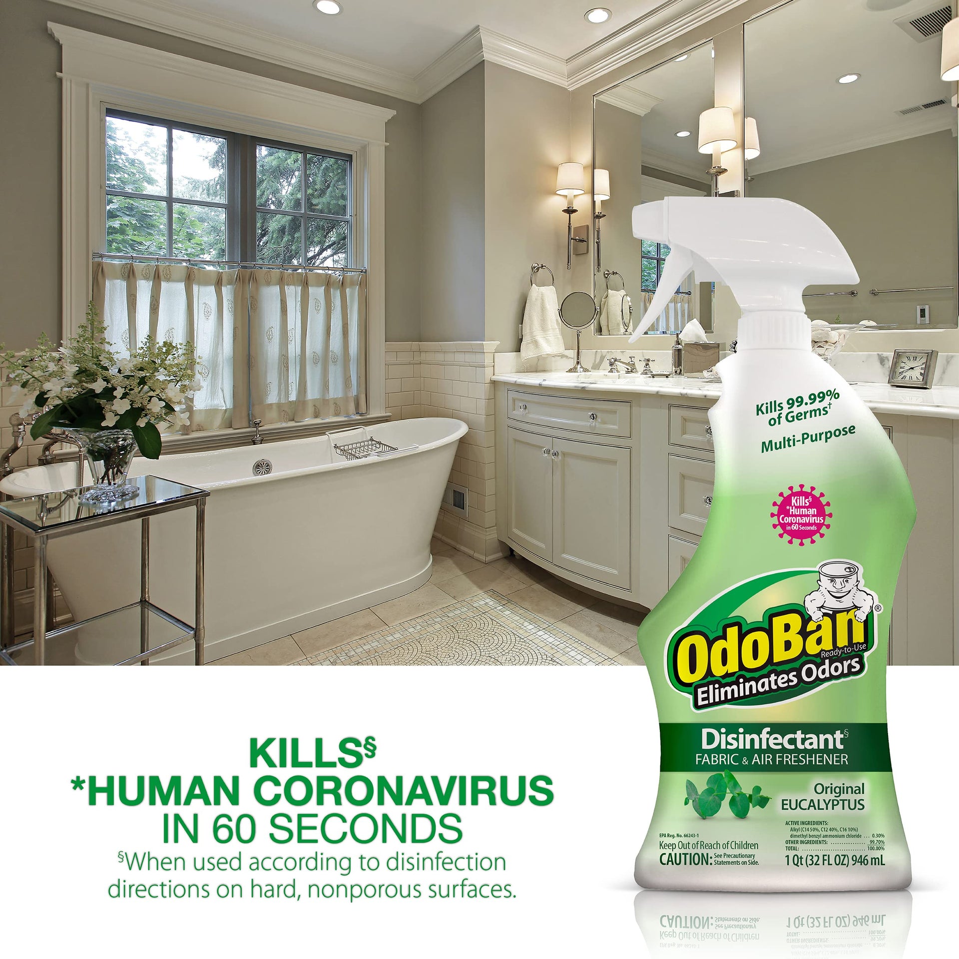 Ready-to-Use Disinfectant and Odor Eliminator, Set of 3, 4 Ounce Travel Spray, 32 Ounce Spray, 1 Gallon Concentrate, Original Eucalyptus Scent (164 Fl Oz)
