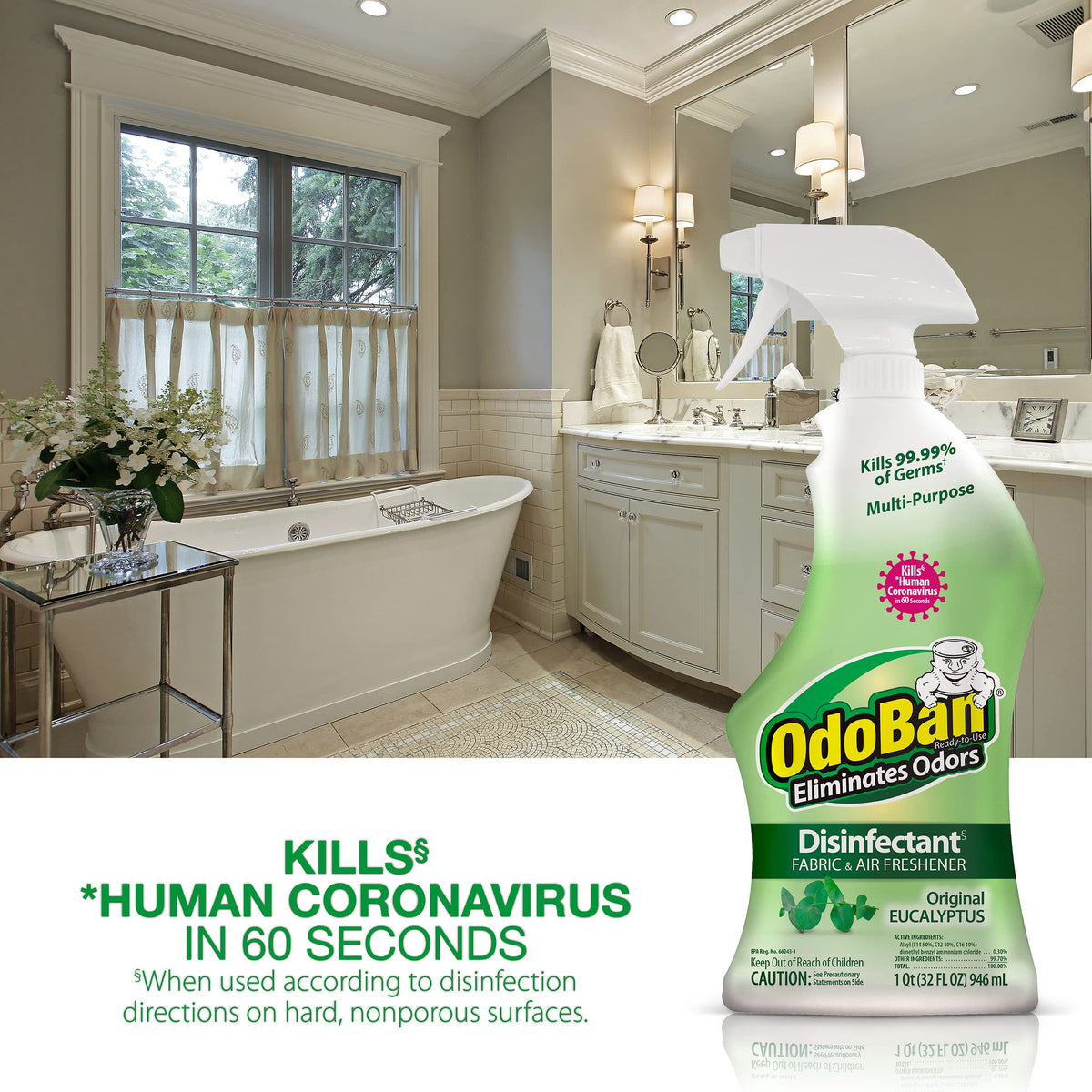 Ready-to-Use Disinfectant and Odor Eliminator, Set of 3, 4 Ounce Travel Spray, 32 Ounce Spray, 1 Gallon Concentrate, Original Eucalyptus Scent (164 Fl Oz)